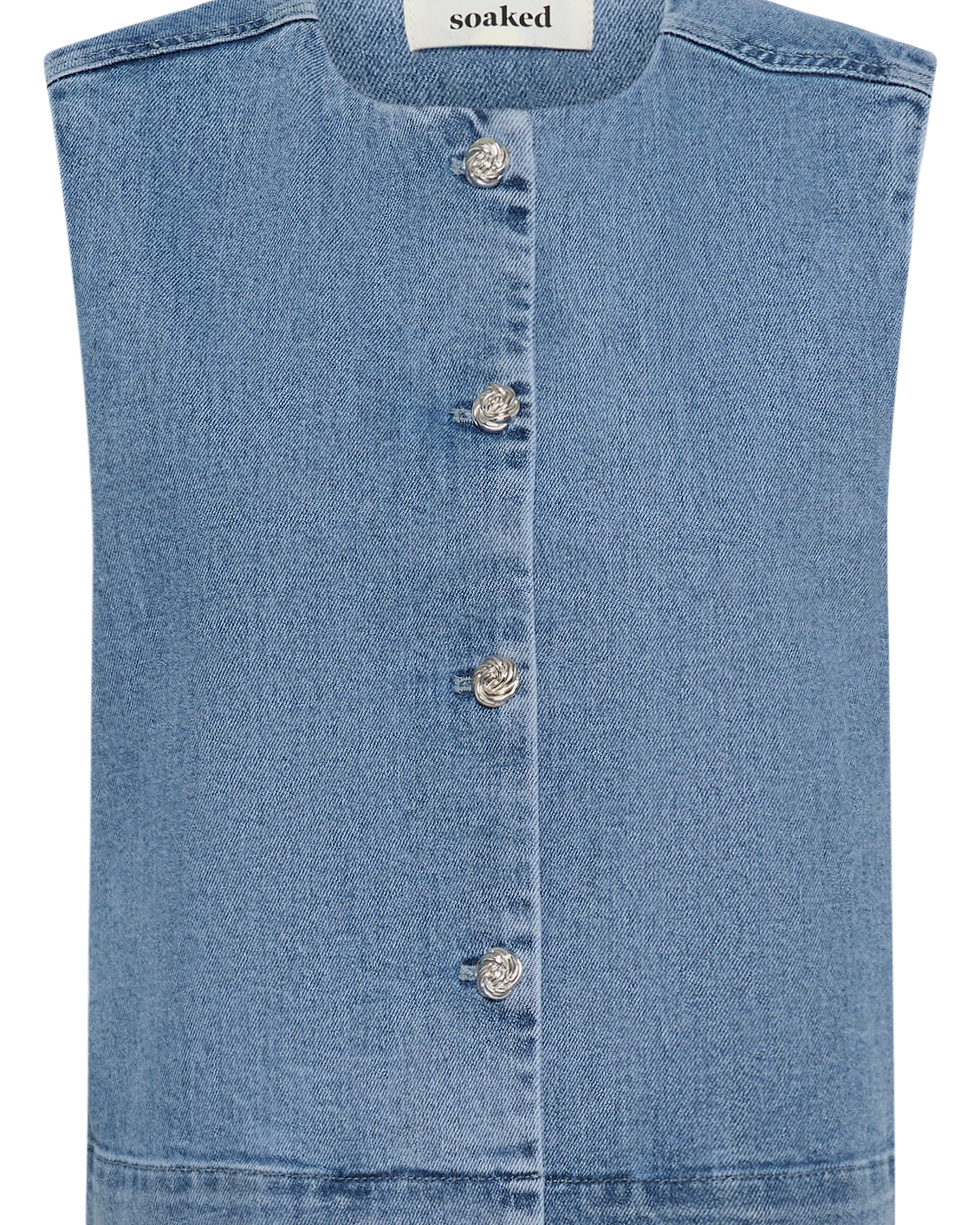 SOAKED RINATINA DENIM VEST - MEDIUM BLUE