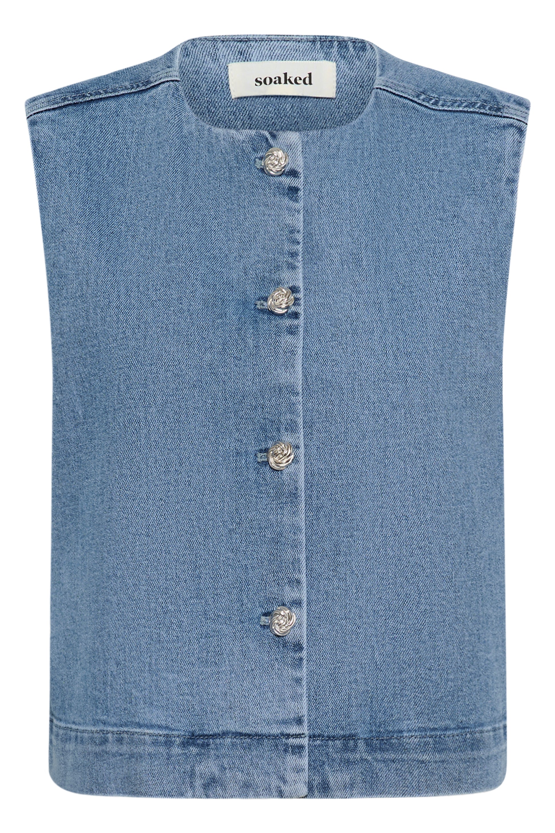 SOAKED RINATINA DENIM VEST - MEDIUM BLUE