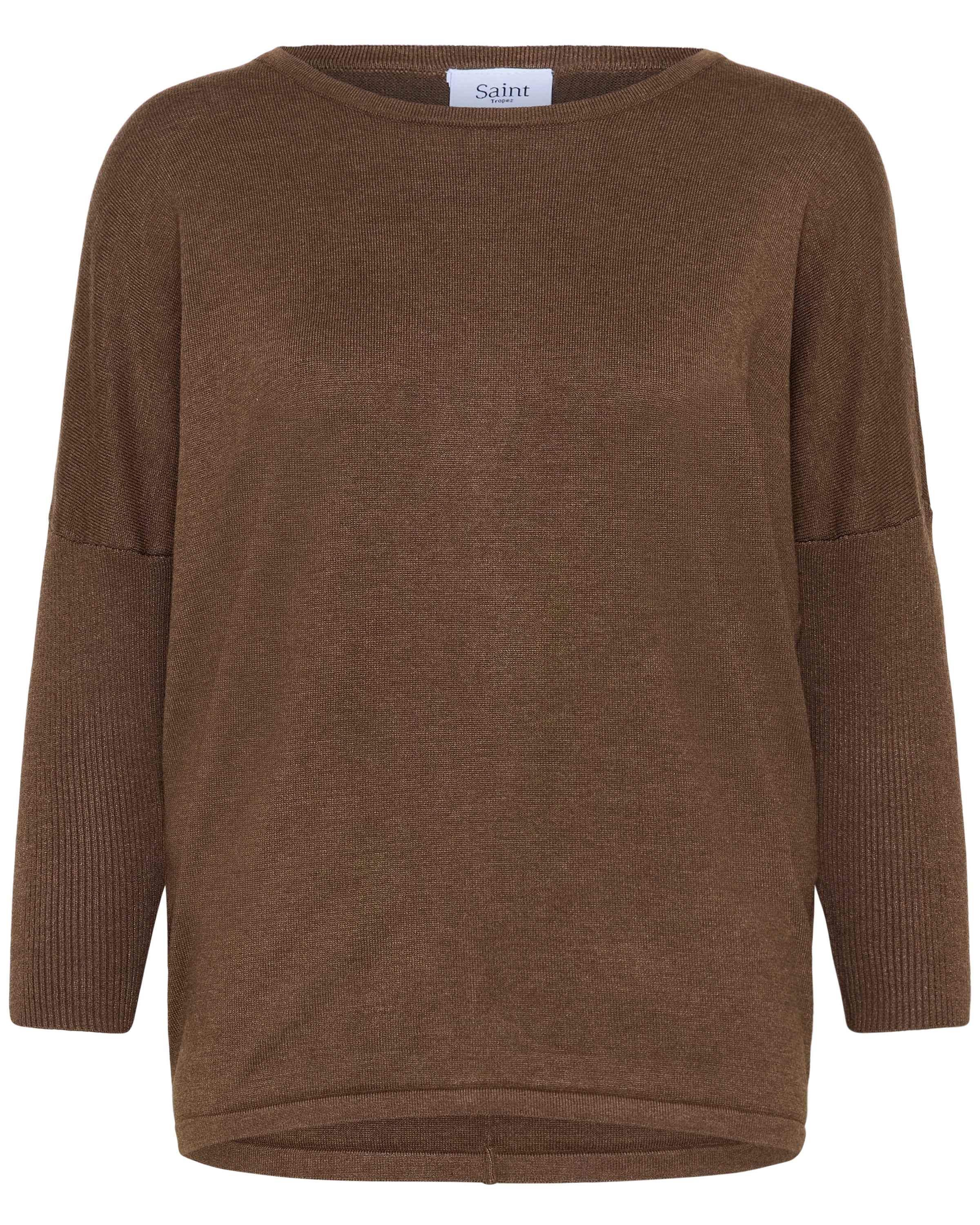 SAINT TROPEZ MILA ROUND NECK PULLOVER - FONDUE FUDGE