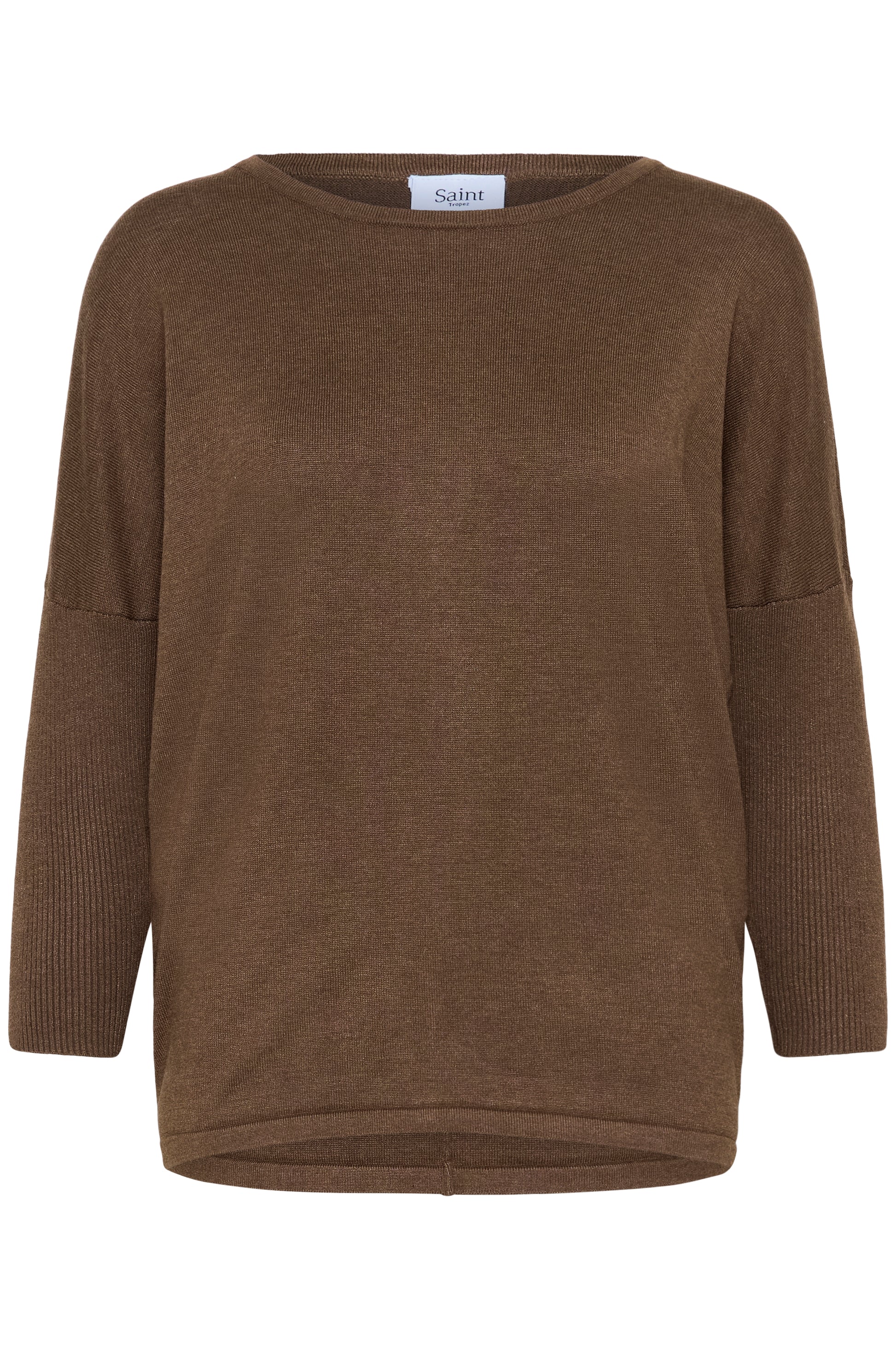 SAINT TROPEZ MILA ROUND NECK PULLOVER - FONDUE FUDGE