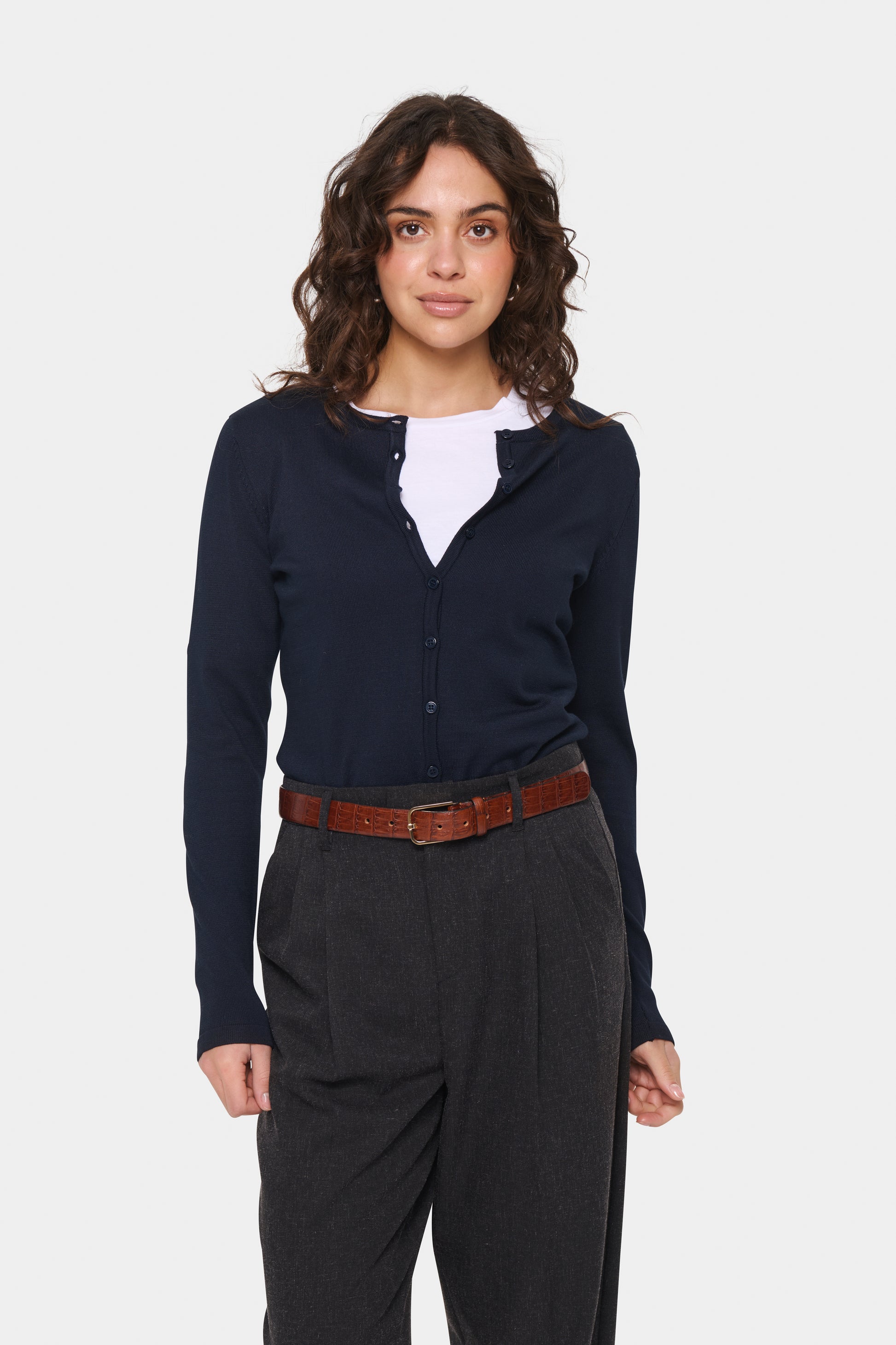 SAINT TROPEZ MILA ROUND NECK CARDIGAN - NIGHT SKY