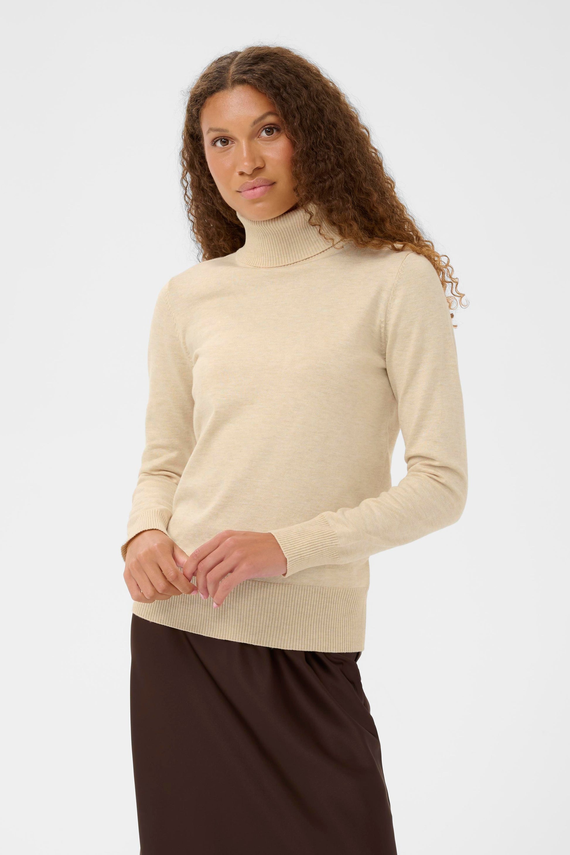 SAINT TROPEZ MILA ROLLNECK PULLOVER - BROWN RICE MELANGE