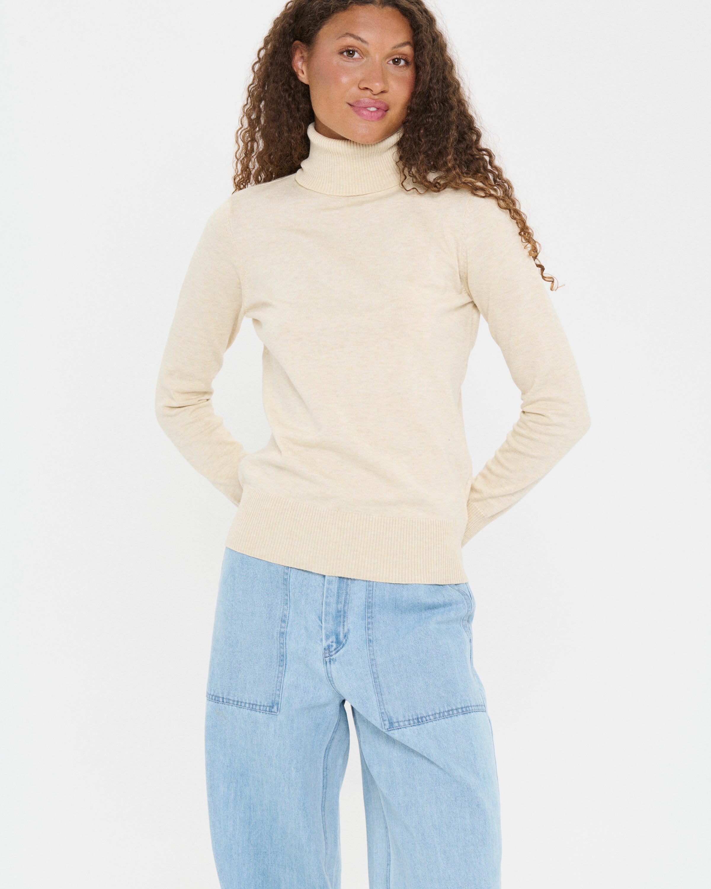 SAINT TROPEZ MILA ROLLNECK PULLOVER - BROWN RICE MELANGE