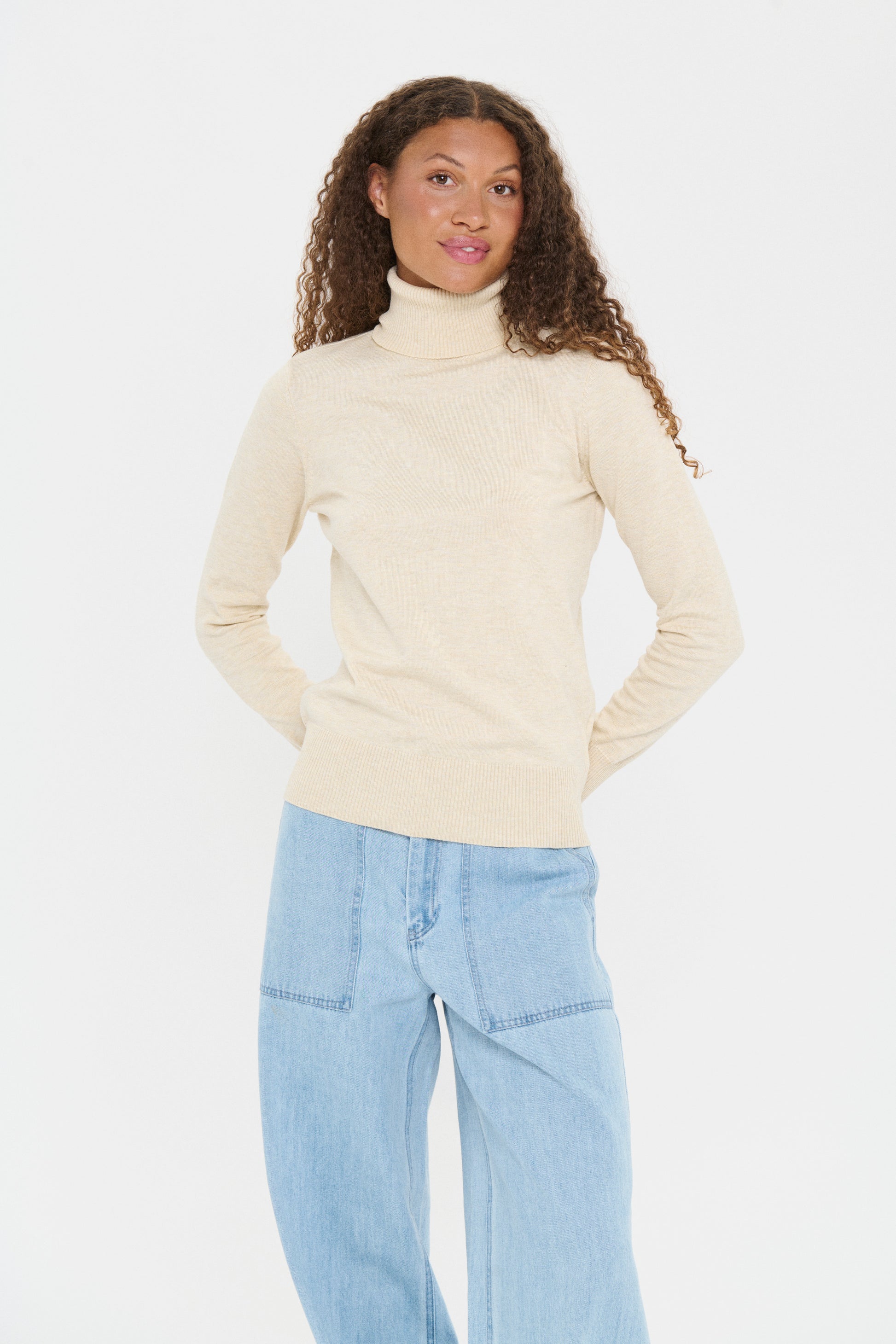 SAINT TROPEZ MILA ROLLNECK PULLOVER - BROWN RICE MELANGE