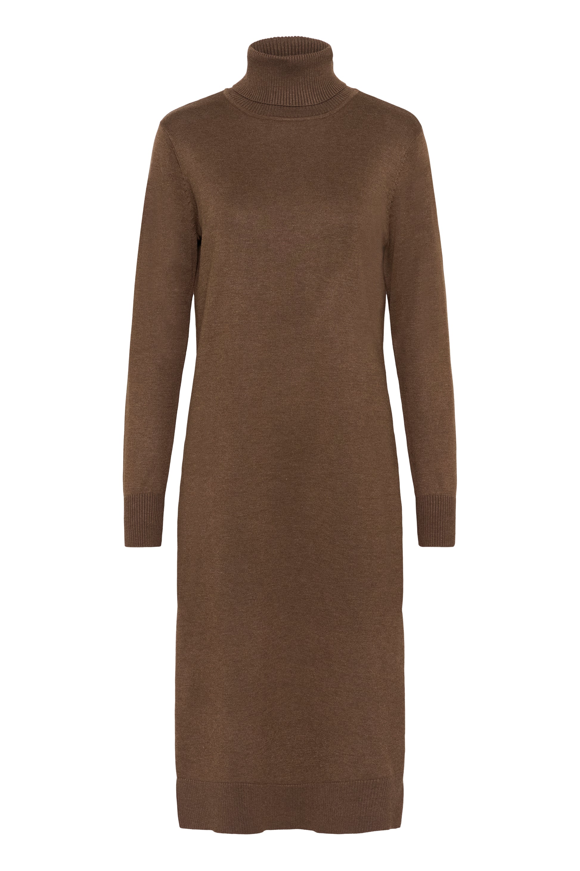 SAINT TROPEZ MILA ROLLNECK LONG DRESS - FONDUE FUDGE
