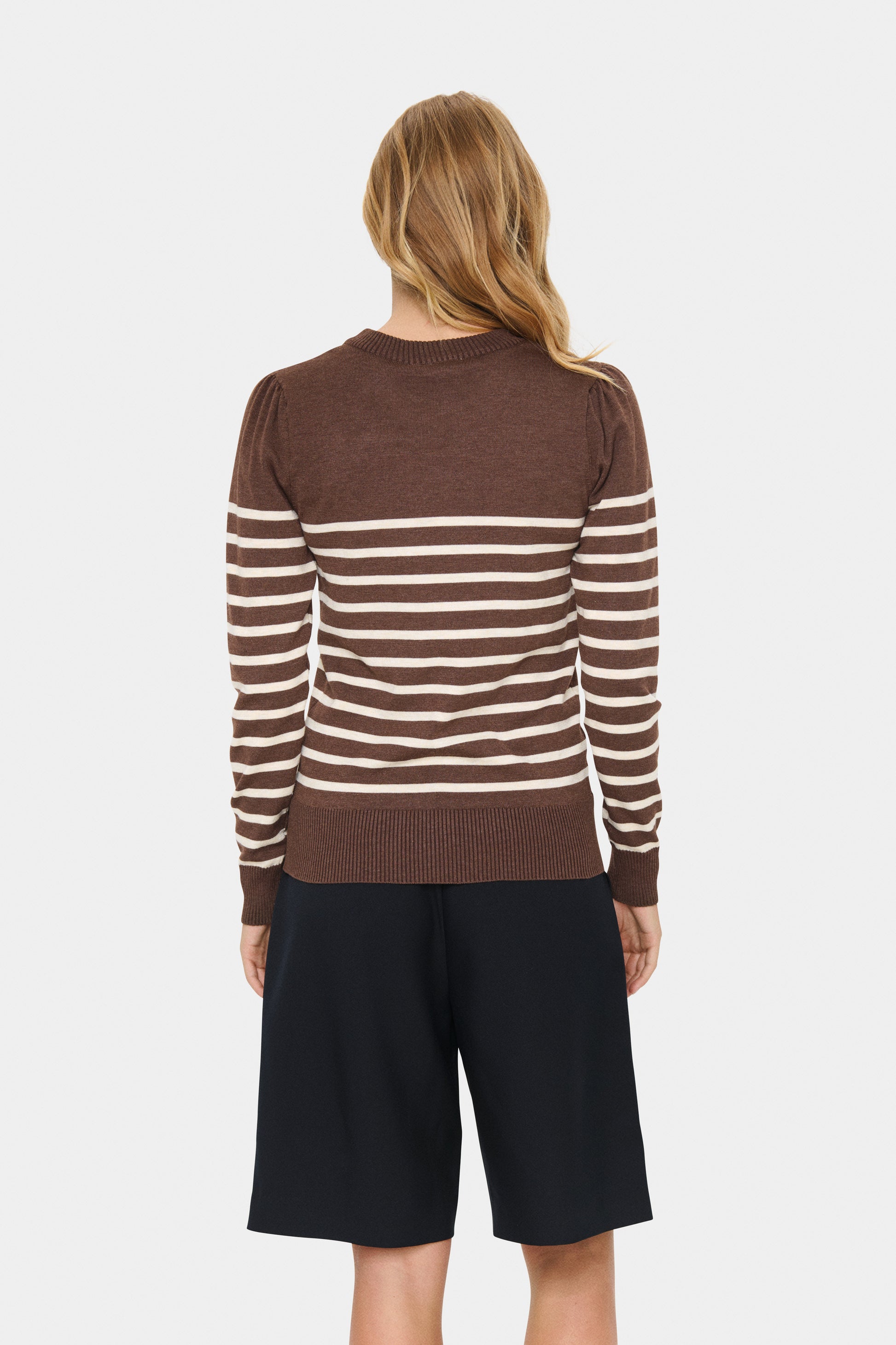 SAINT TROPEZ MILA STRIPED PULLOVER - FONDUE FUDGE - LAST SIZE XS