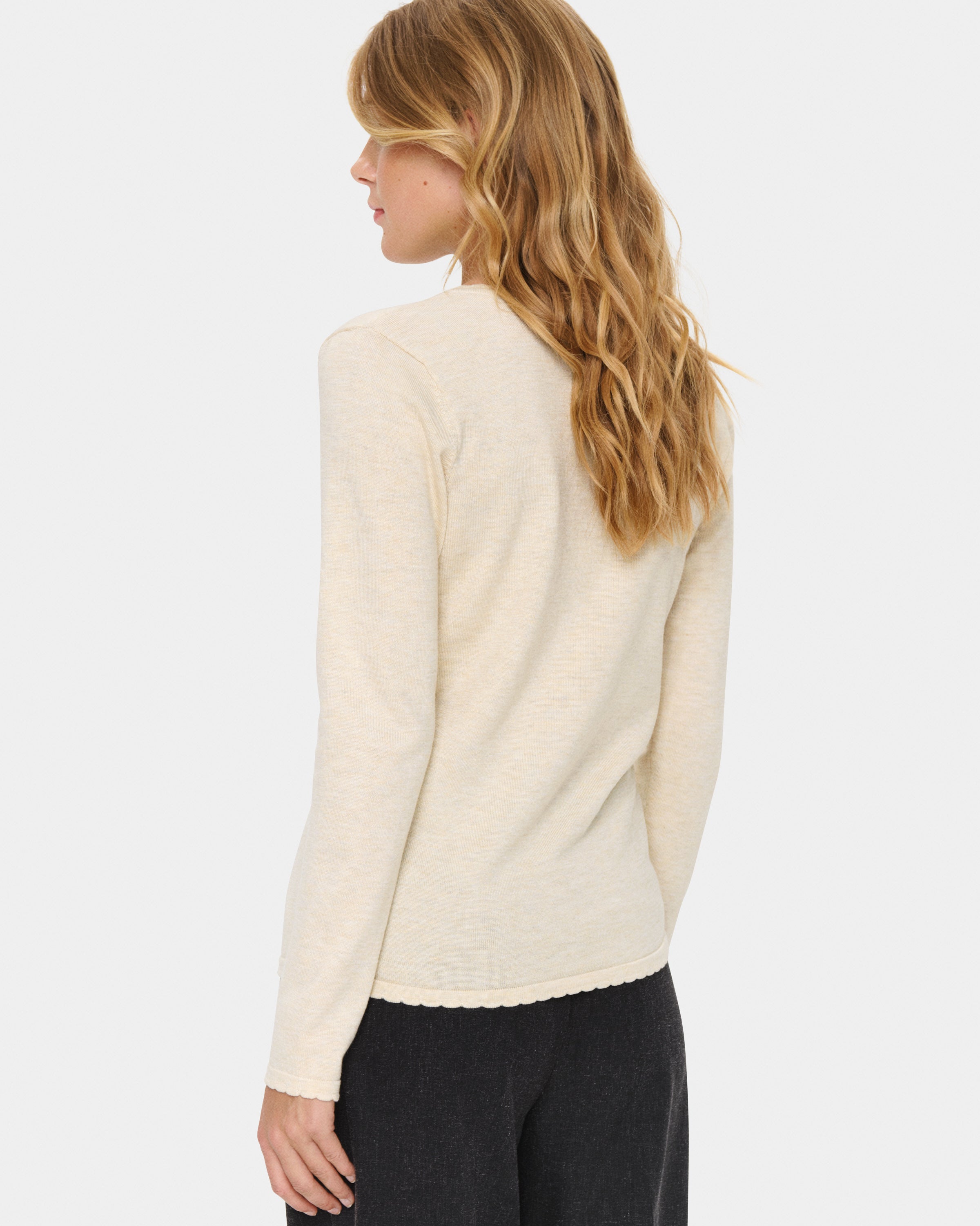 SAINT TROPEZ V NECK PULLOVER - BROWN RICE MELANGE