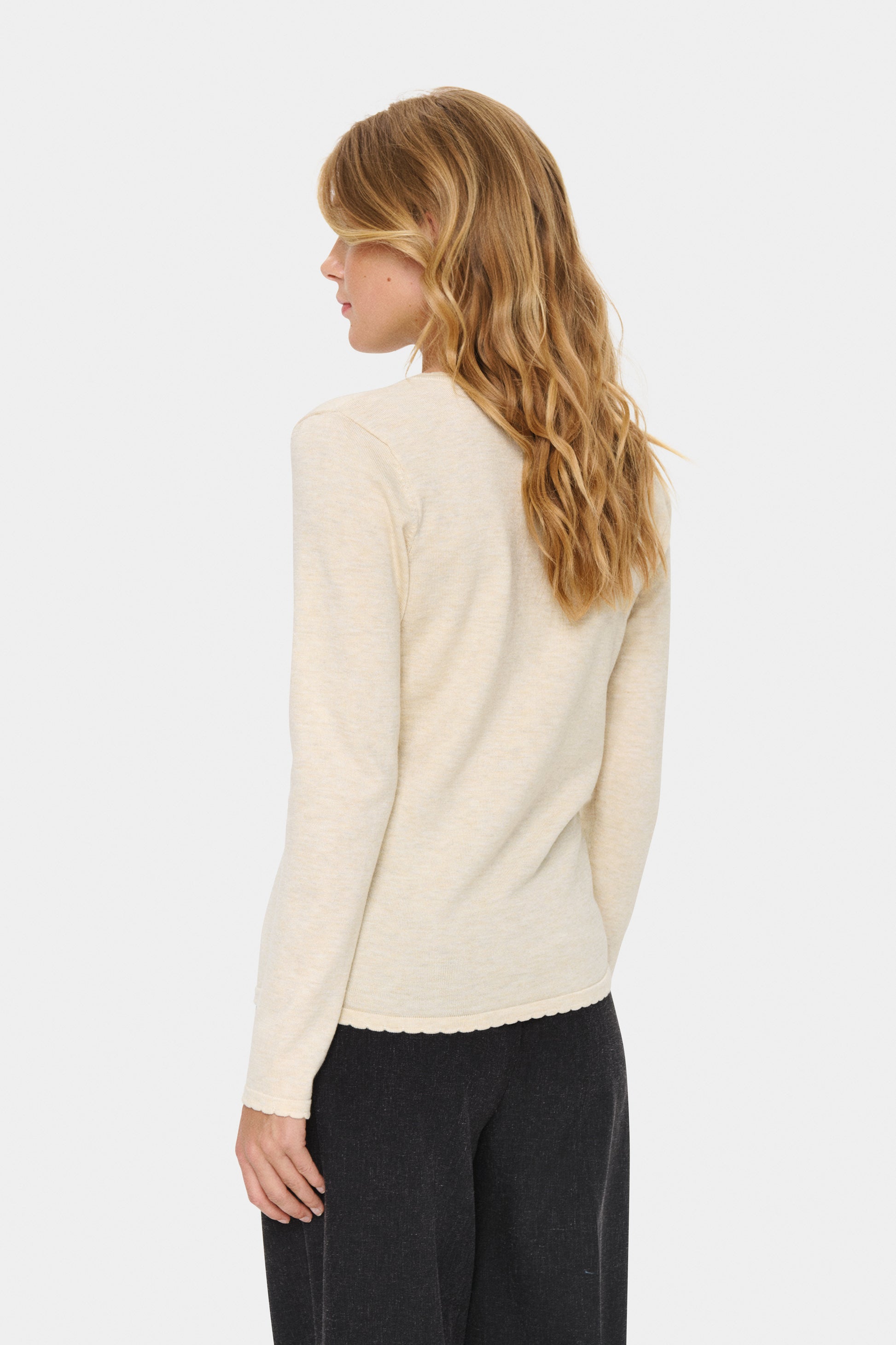 SAINT TROPEZ V NECK PULLOVER - BROWN RICE MELANGE