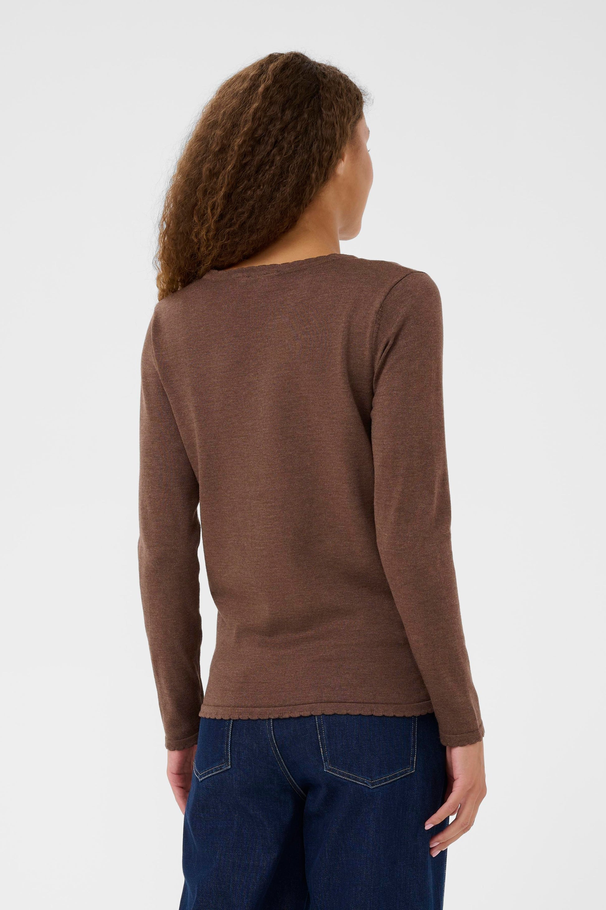SAINT TROPEZ V NECK PULLOVER - FONDUE FUDGE