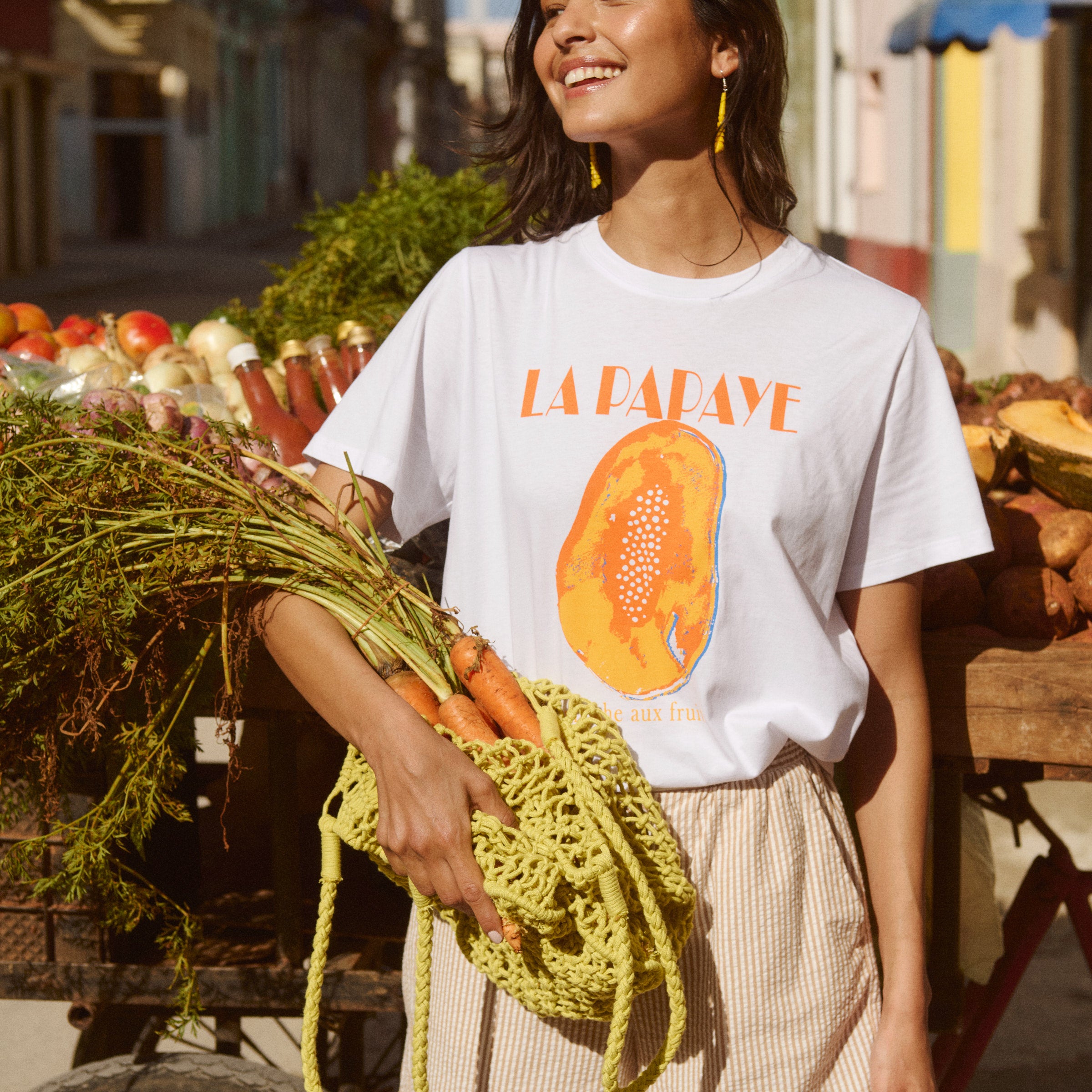 SAINT TROPEZ KIRA STRIPED SHORTS - BROWN SUGAR - LAST SIZE XS