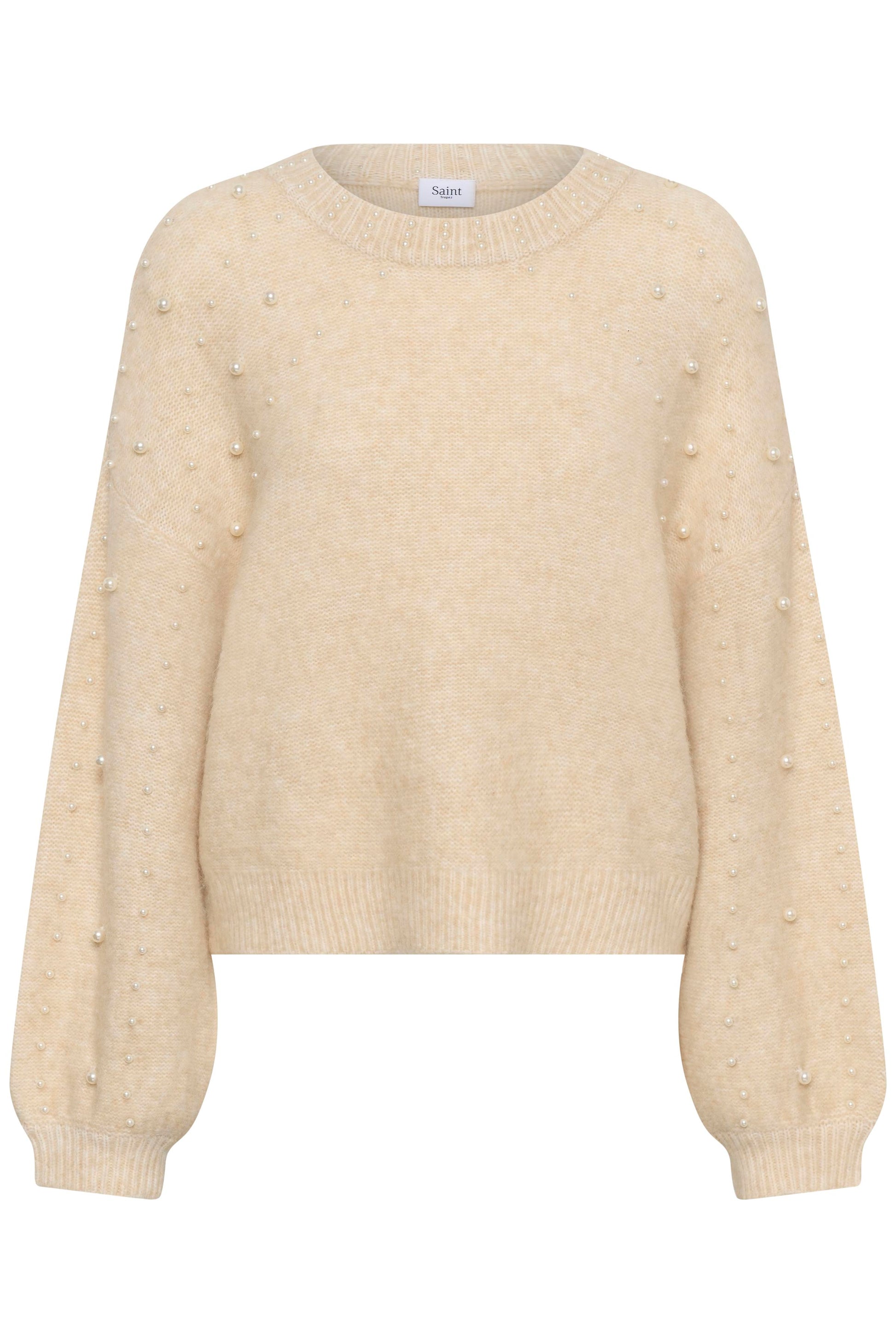 SAINT TROPEZ MADELEINE PEARL SWEATER - BROWN RICE MELANGE