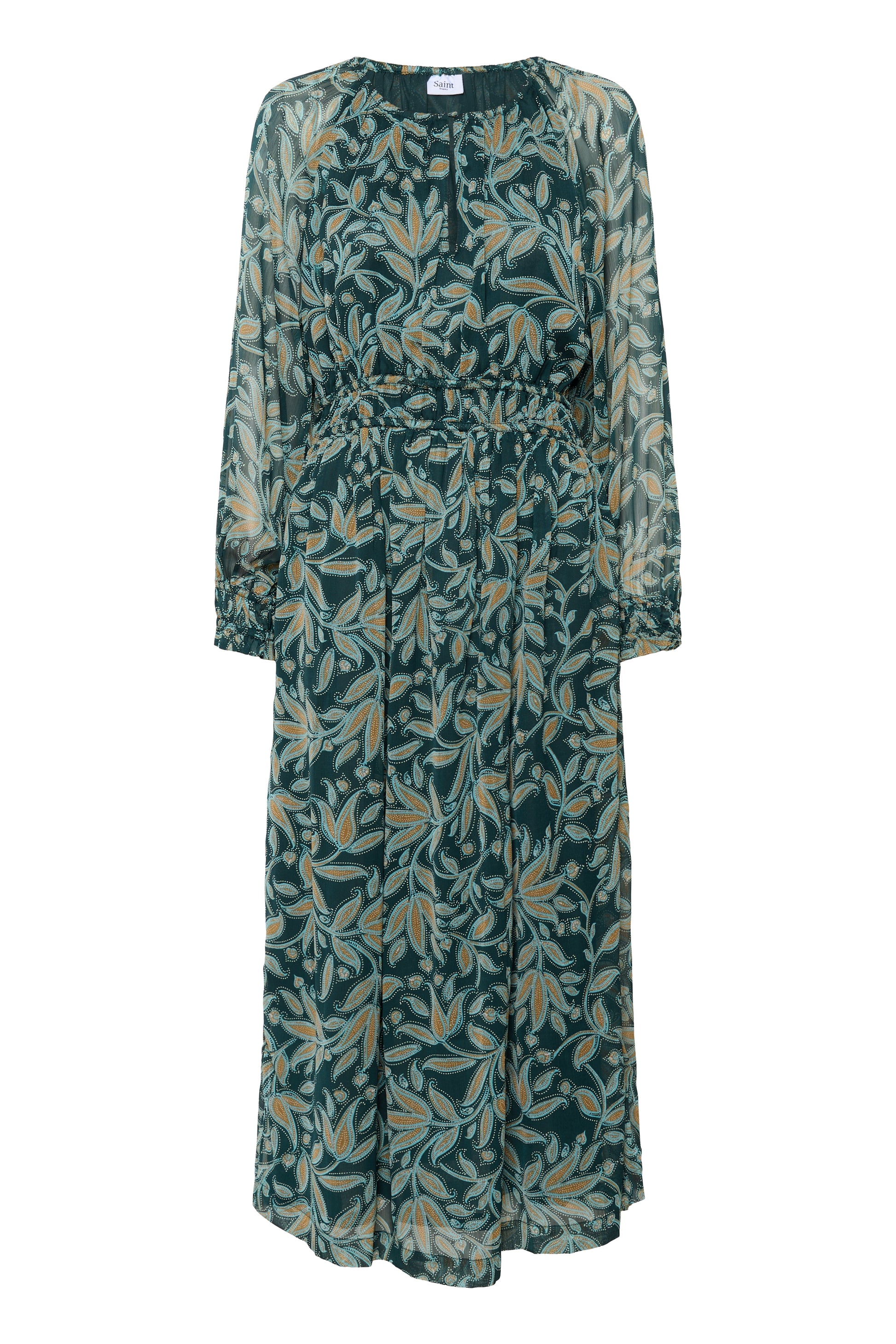 SAINT TROPEZ MAXINE MIDI PRINTED DRESS - PINE AUTUMN