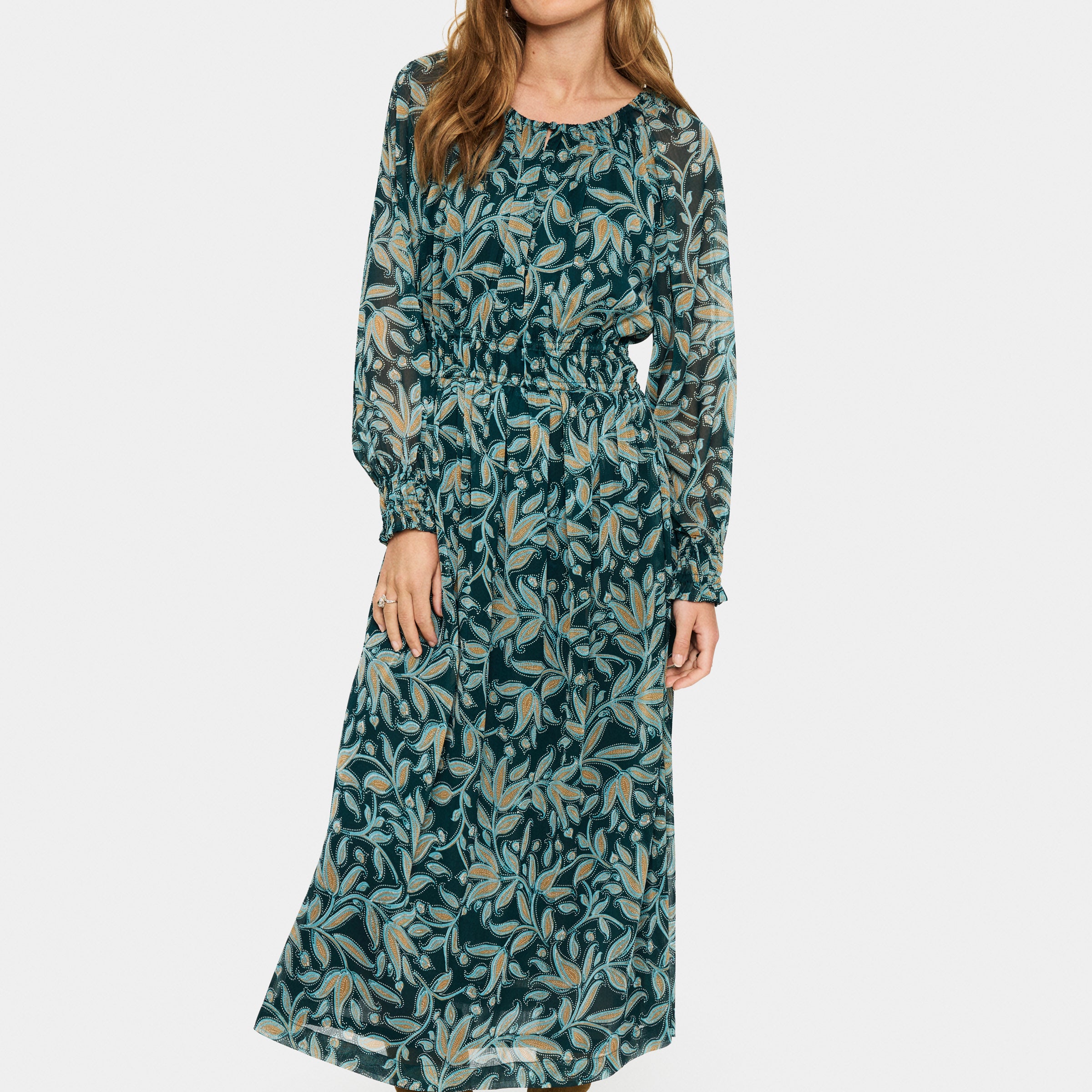 SAINT TROPEZ MAXINE MIDI PRINTED DRESS - PINE AUTUMN