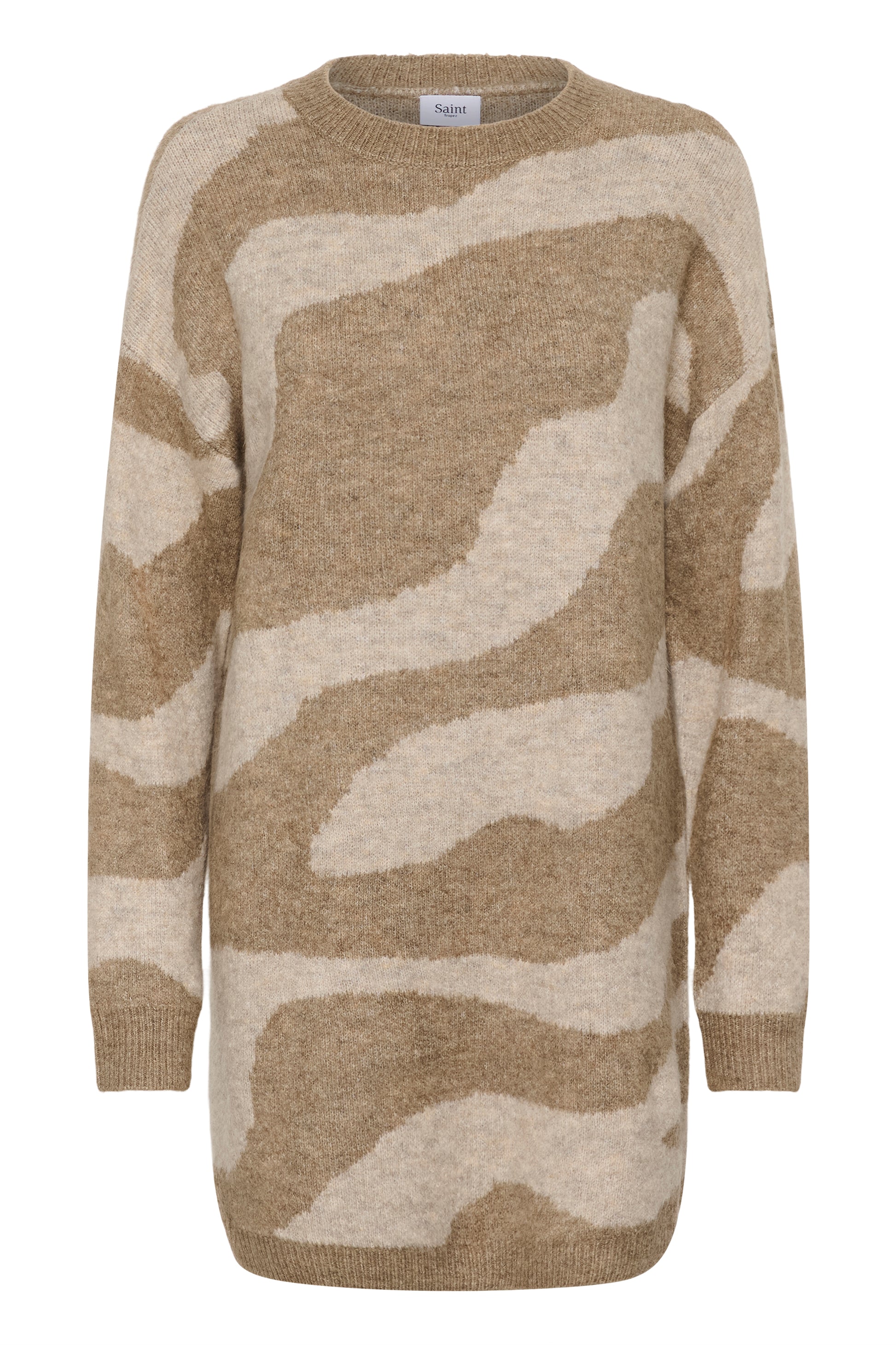 SAINT TROPEZ MALLIE PRINTED SWEATER DRESS - TIGERS EYE