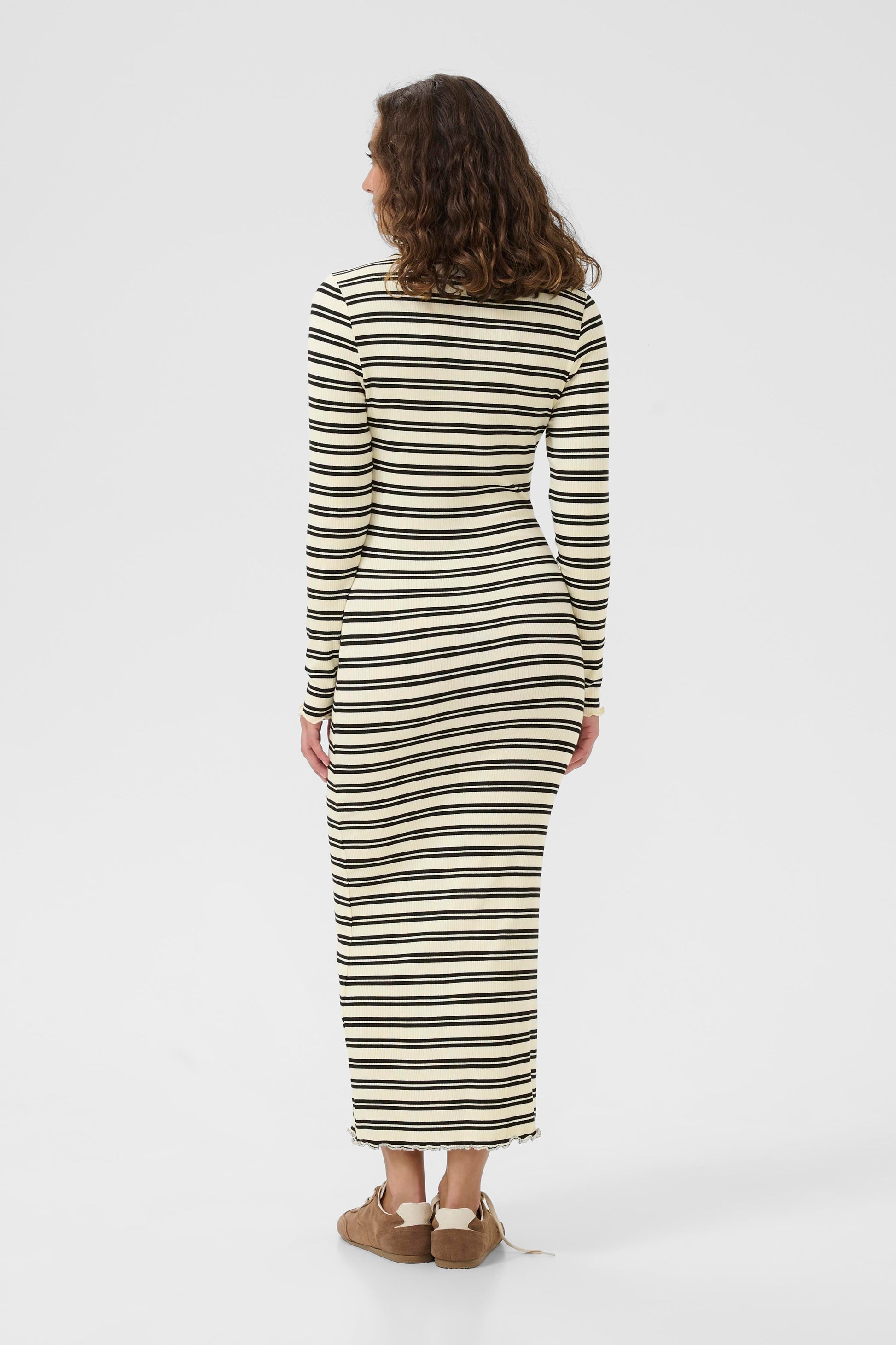 SAINT TROPEZ OLALIA FITTED MIDI DRESS - ICE BLACK STRIPE