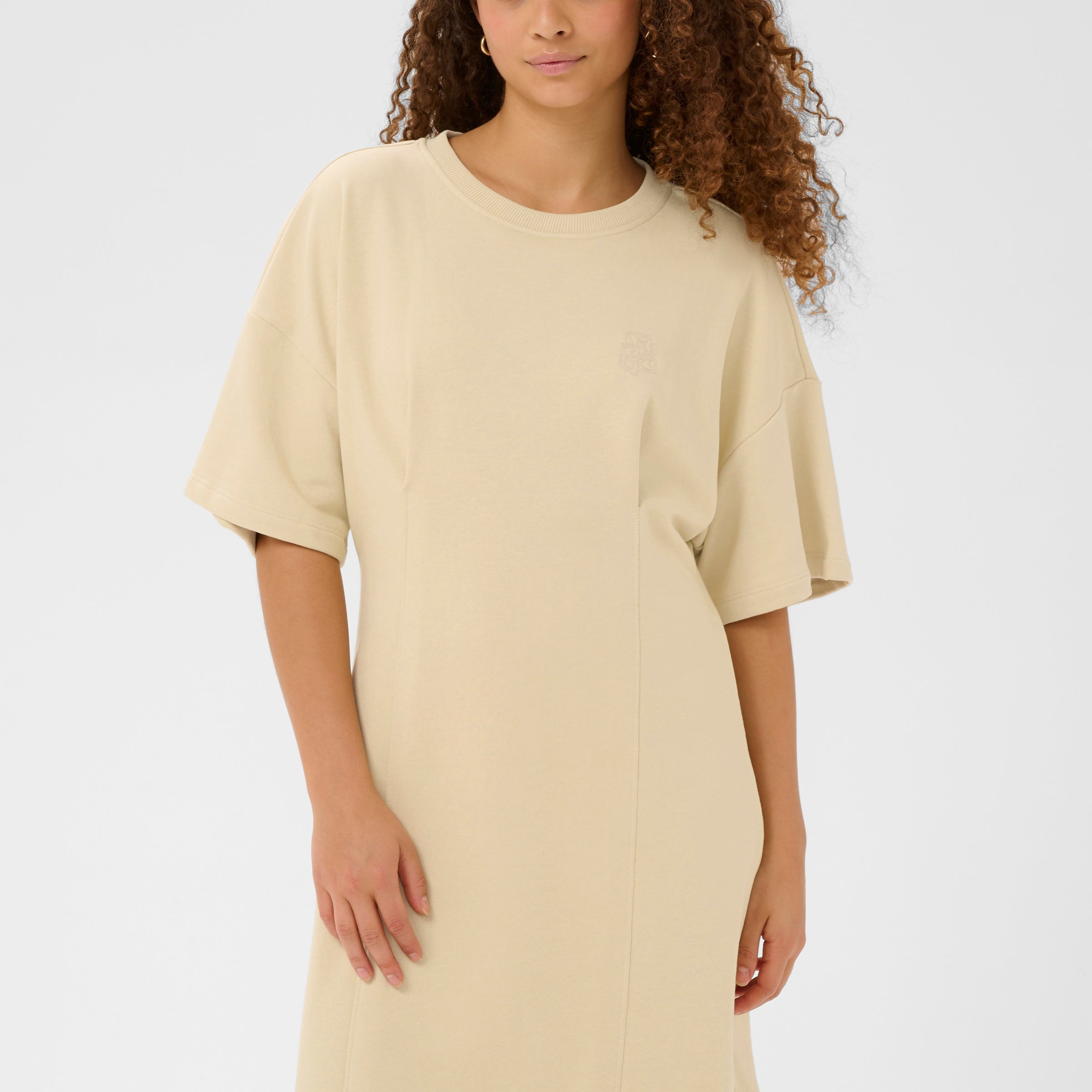SAINT TROPEZ PAULETTE SWEAT DRESS - BROWN RICE