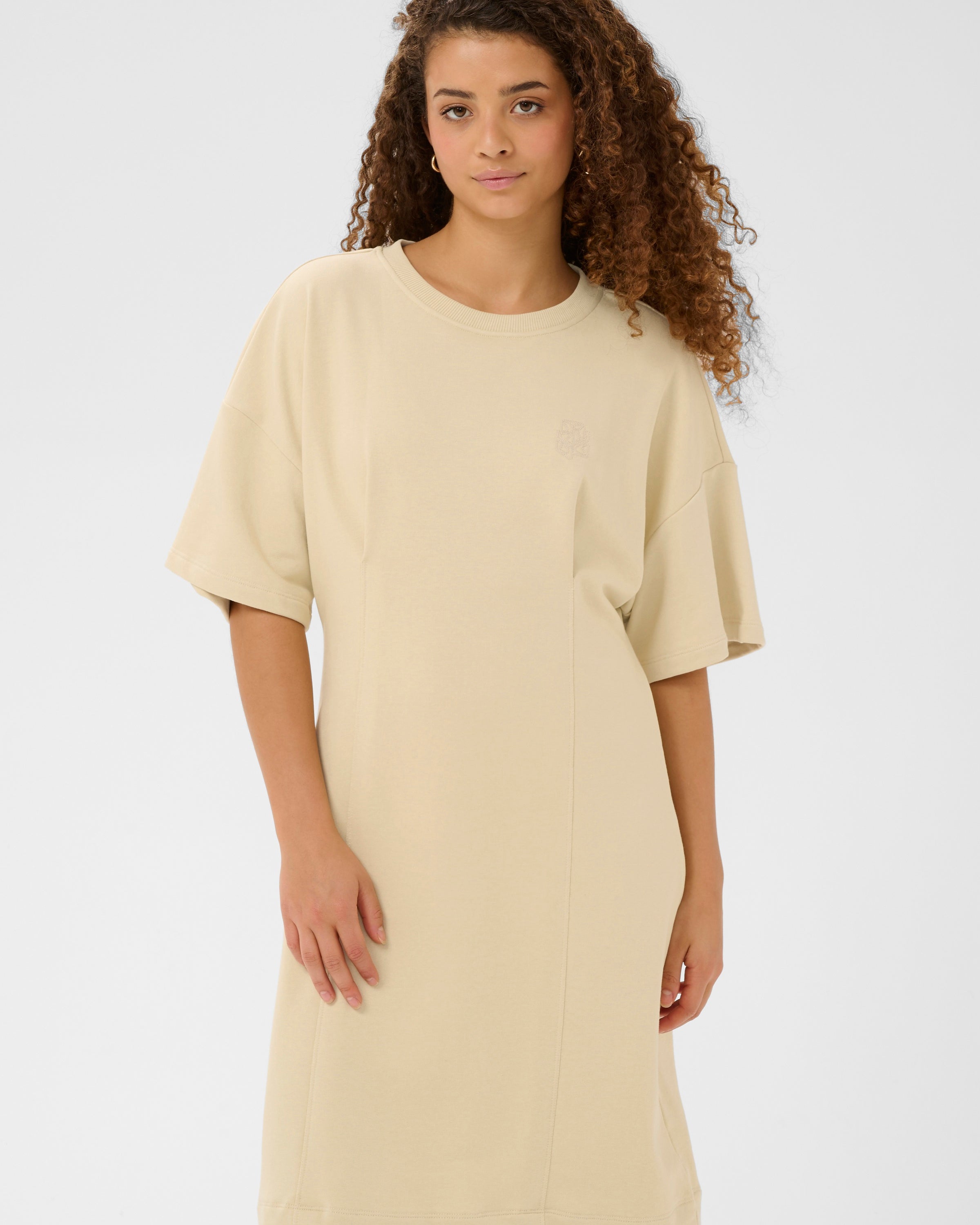 SAINT TROPEZ PAULETTE SWEAT DRESS - BROWN RICE