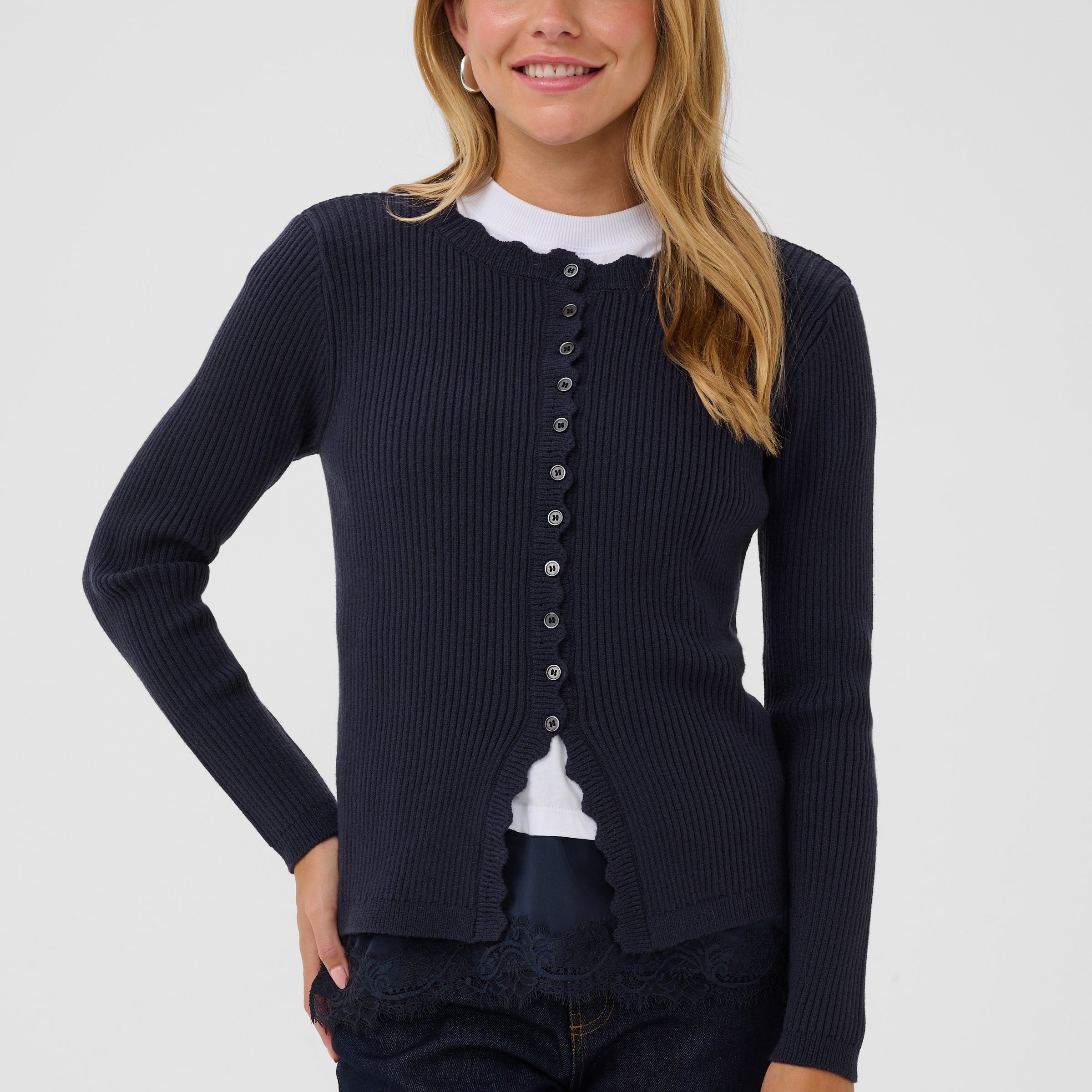 SAINT TROPEZ TRISTEN LS CARDIGAN - NIGHT SKY