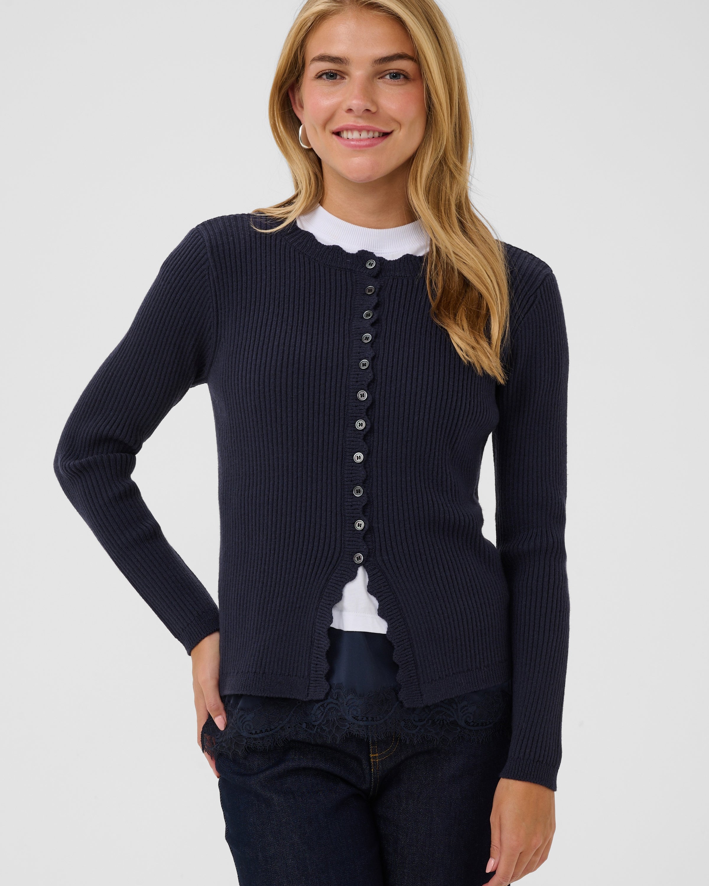 SAINT TROPEZ TRISTEN LS CARDIGAN - NIGHT SKY