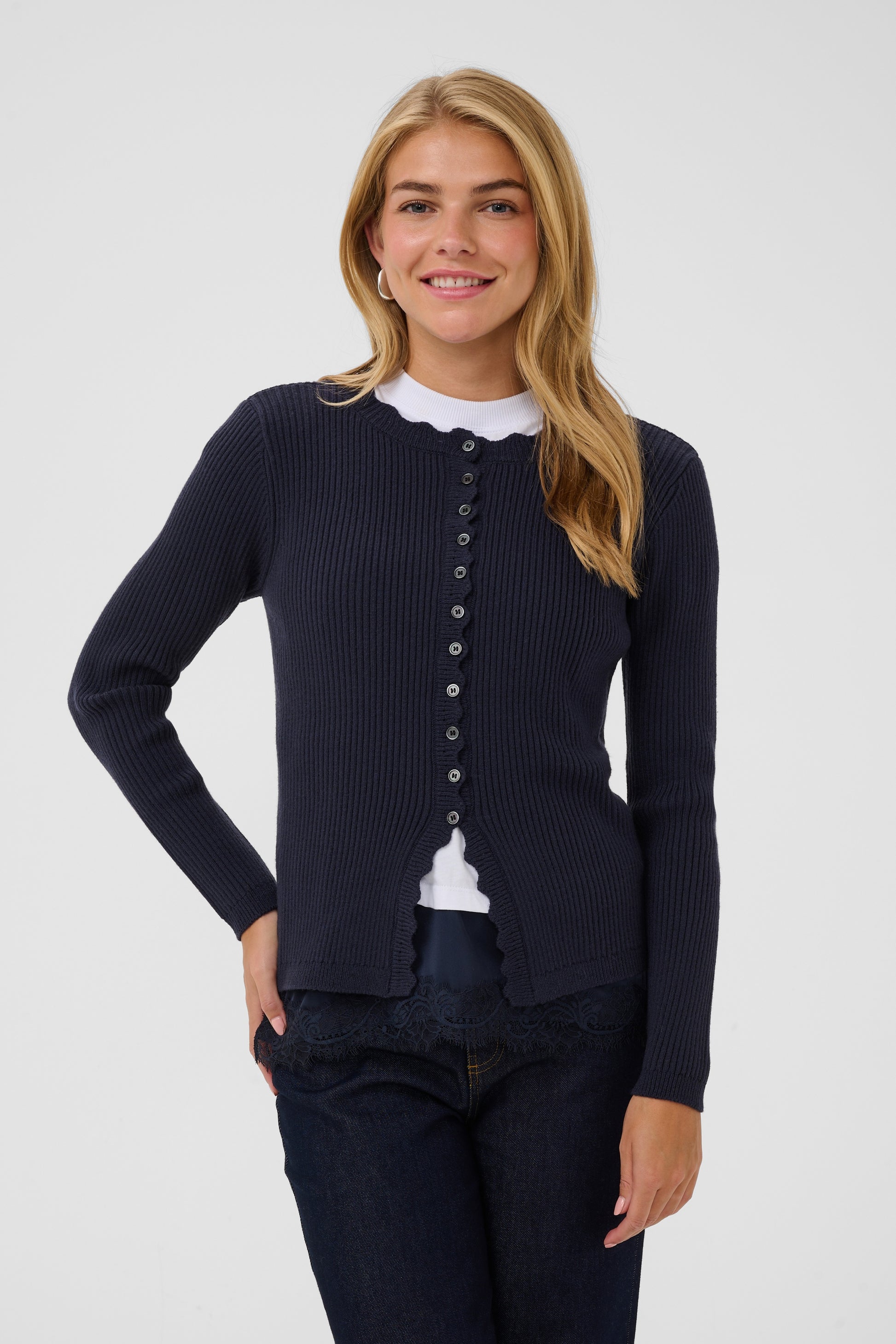 SAINT TROPEZ TRISTEN LS CARDIGAN - NIGHT SKY