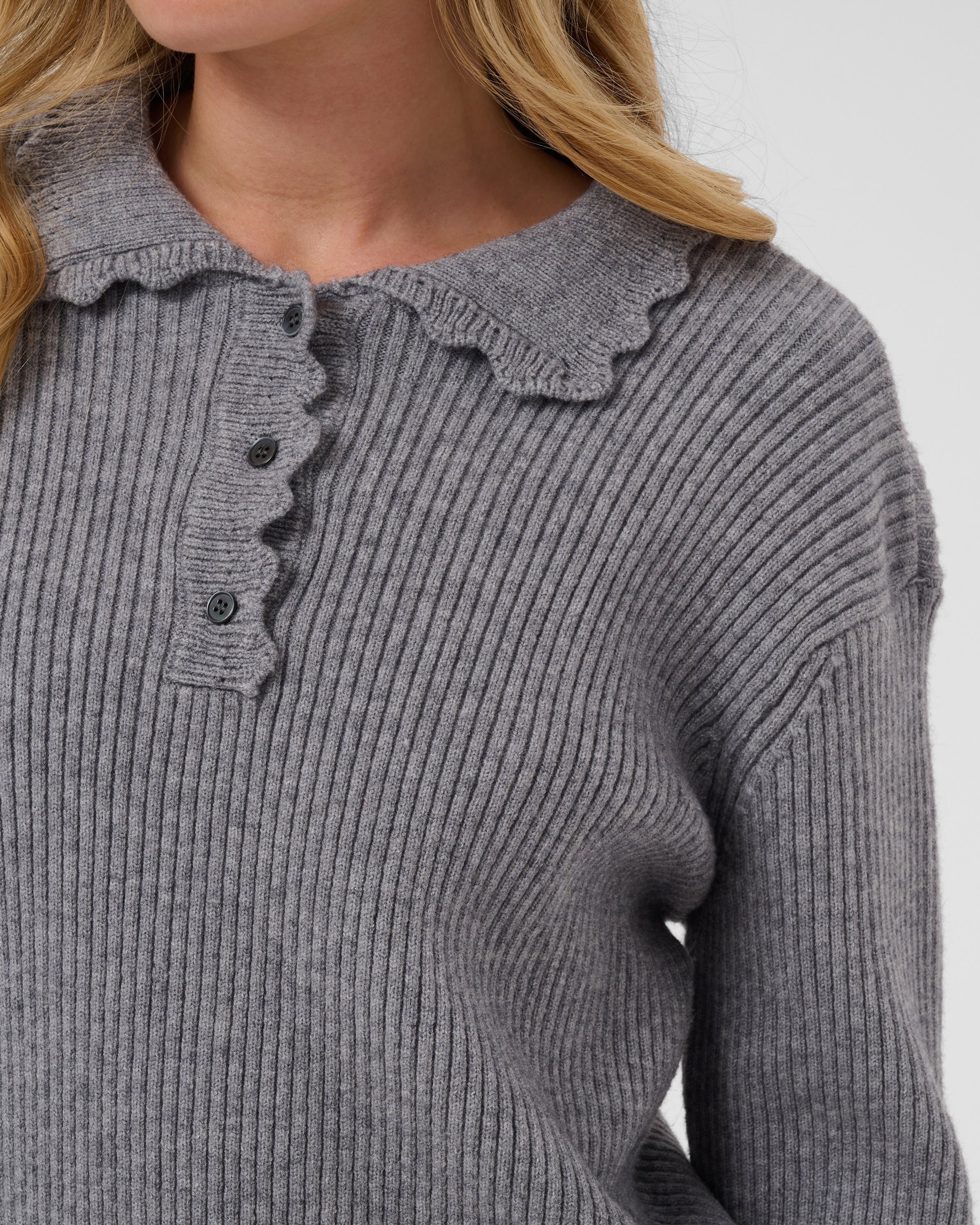 SAINT TROPEZ TRISTEN LS POLO - MIST GREY