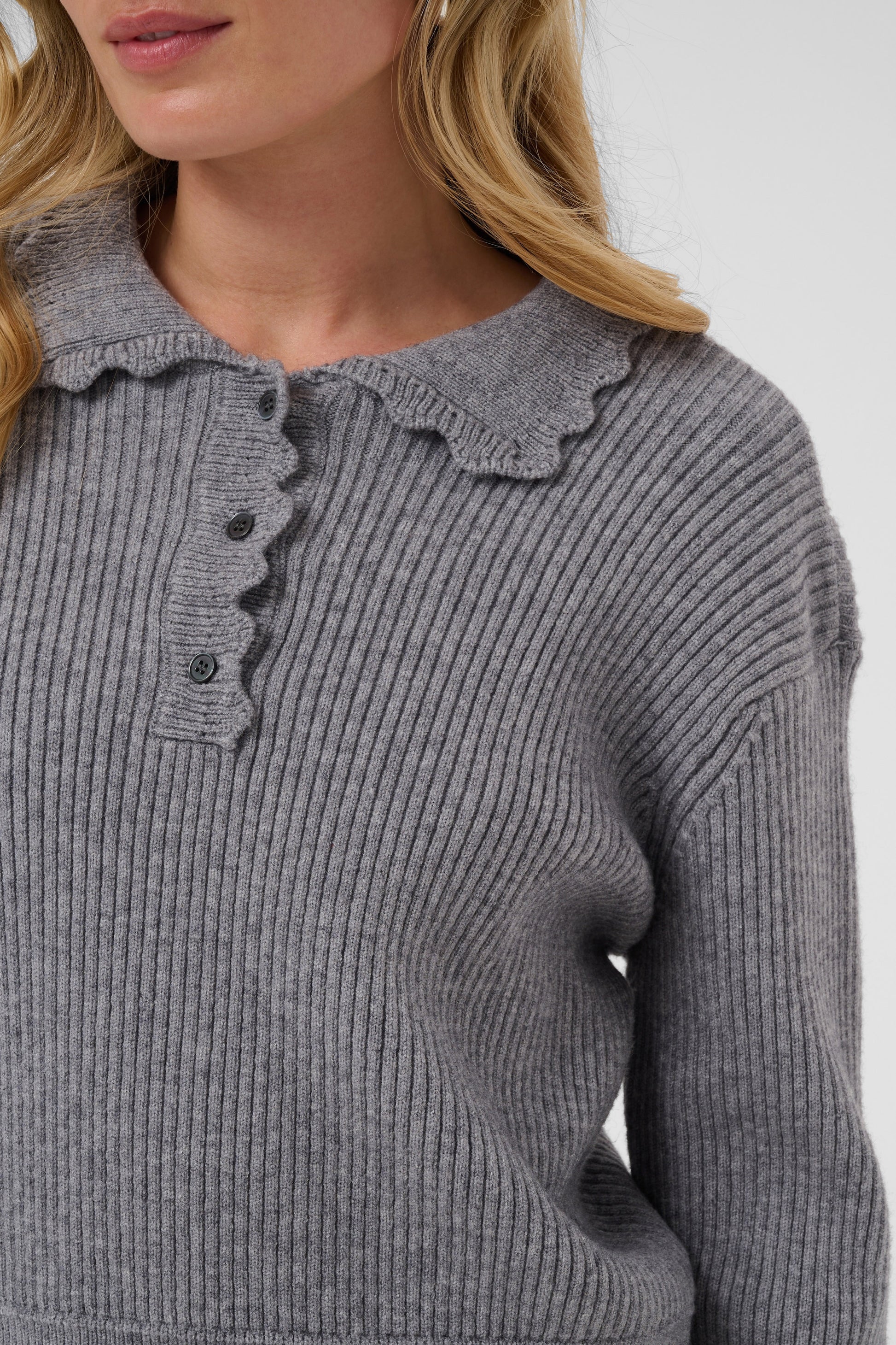SAINT TROPEZ TRISTEN LS POLO - MIST GREY