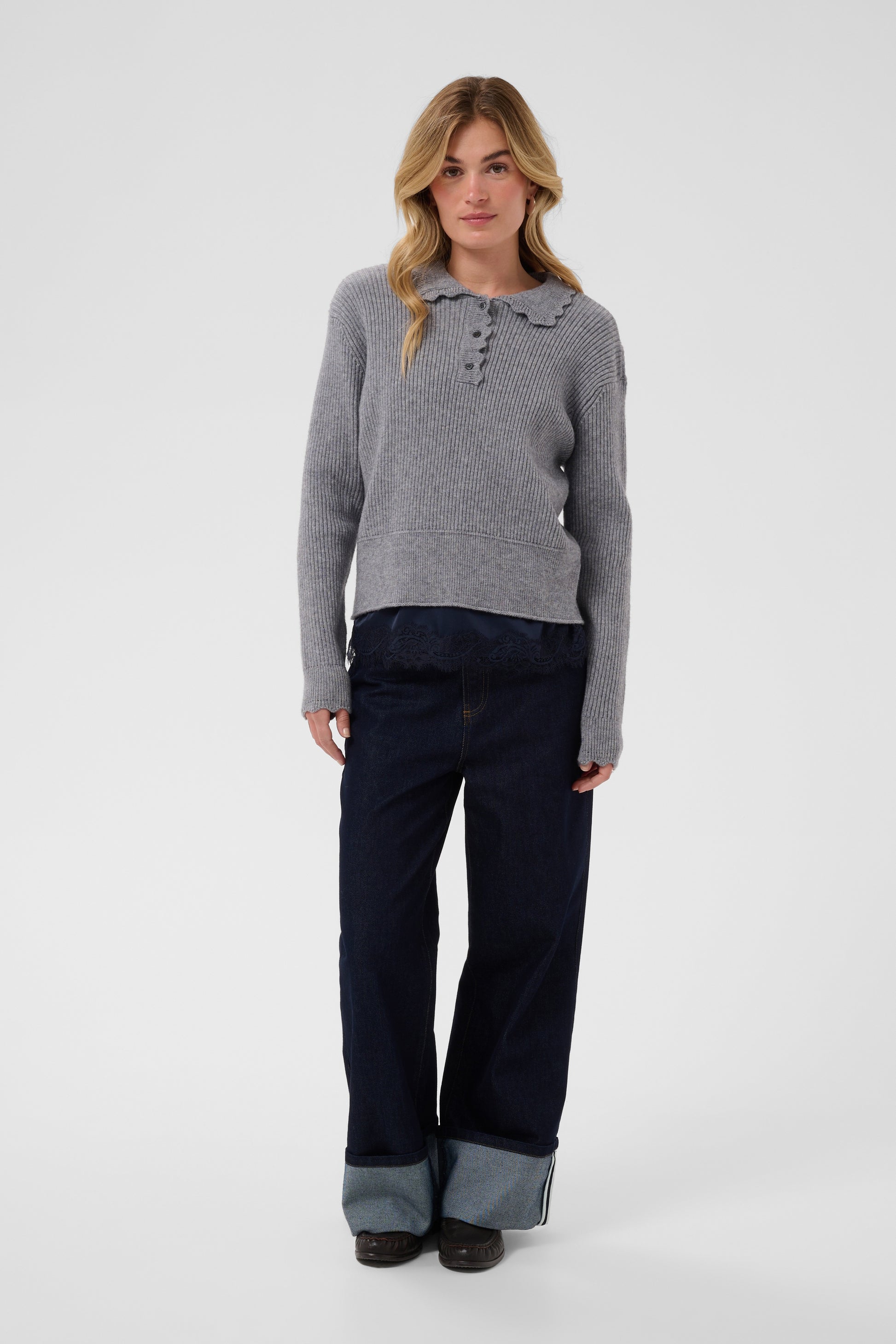 SAINT TROPEZ TRISTEN LS POLO - MIST GREY