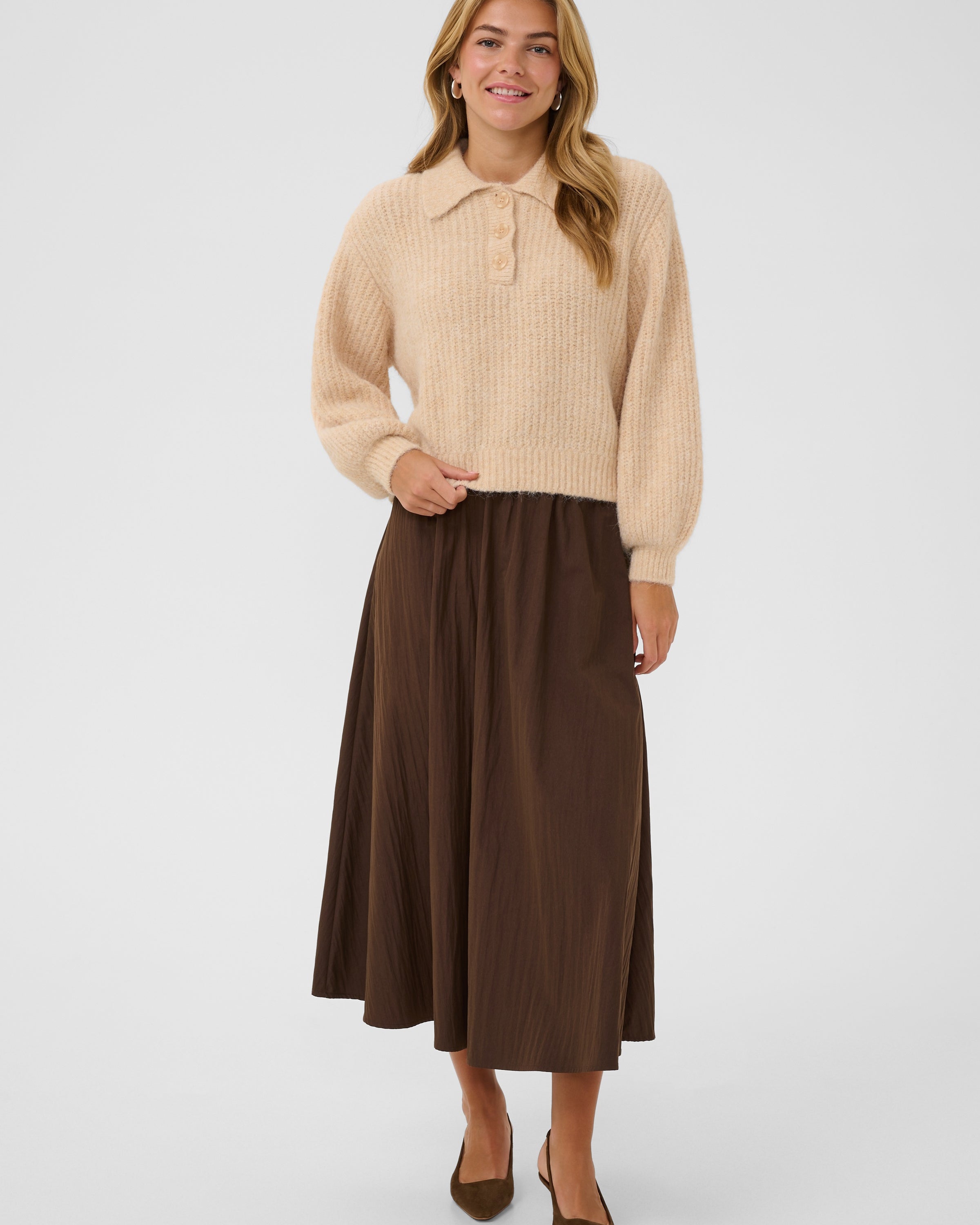 SAINT TROPEZ TABBATHA POLO PULLOVER - RUTABAGA