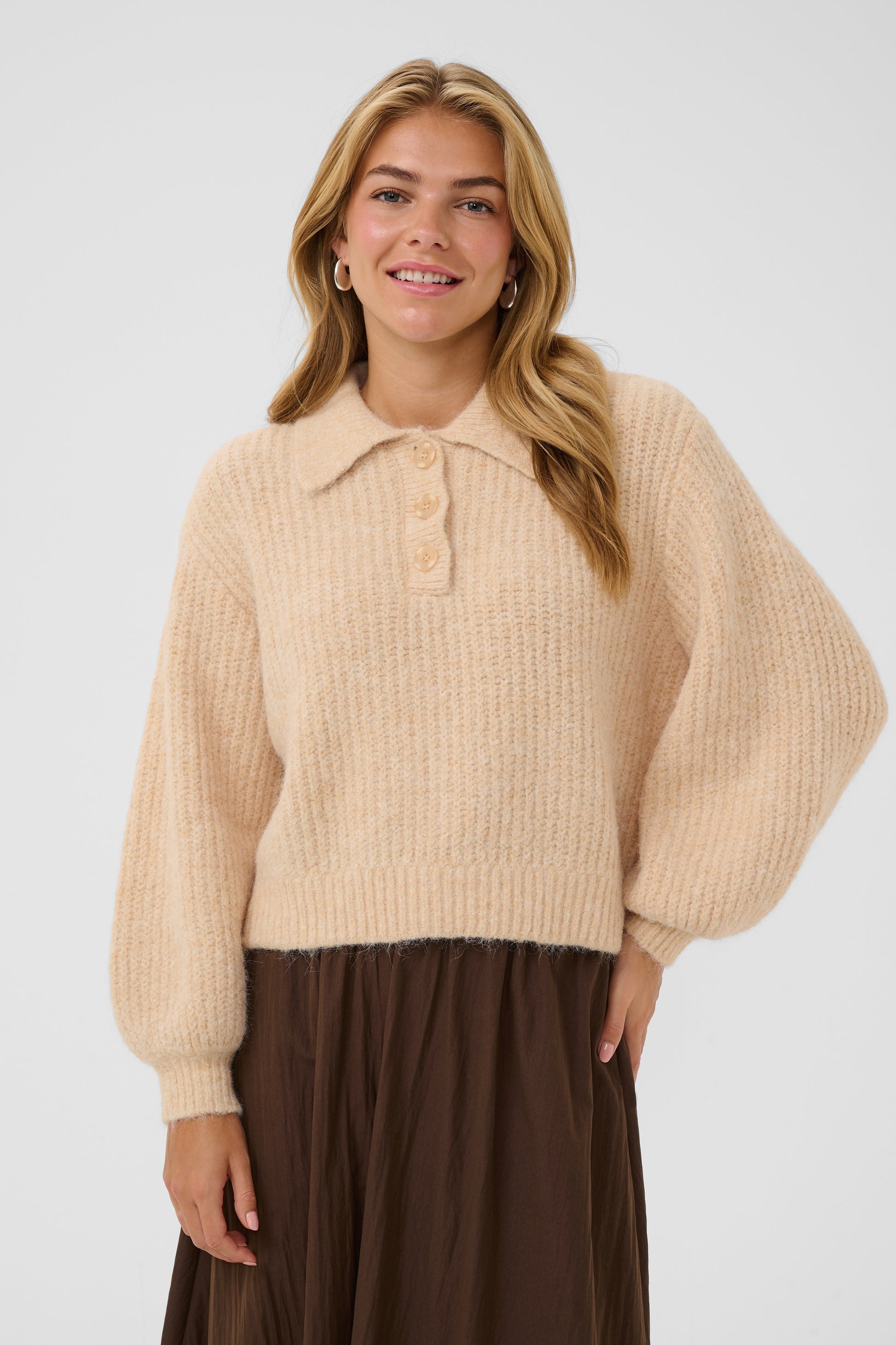 SAINT TROPEZ TABBATHA POLO PULLOVER - RUTABAGA