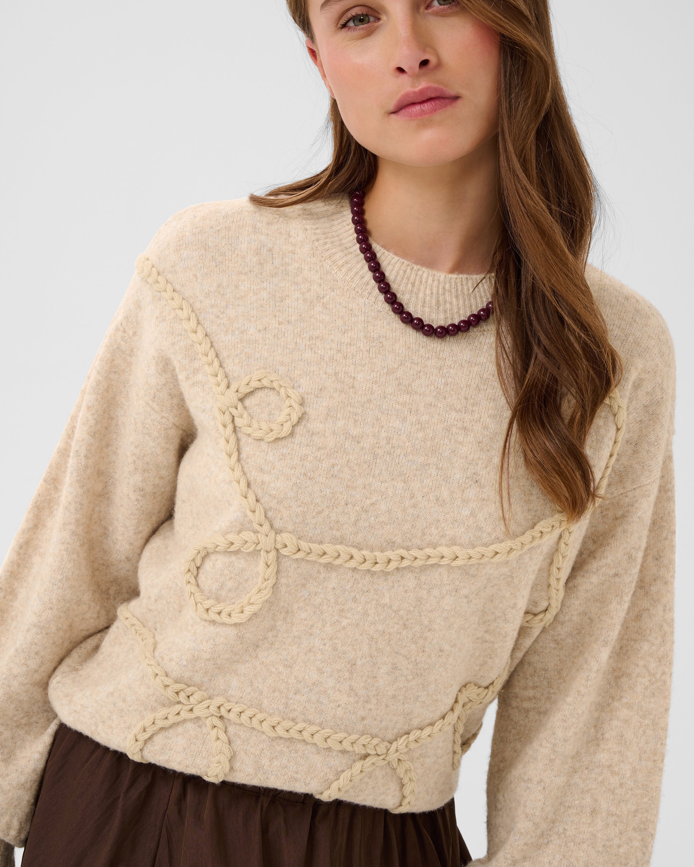 SAINT TROPEZ TITIA PULLOVER - CREME MELANGE