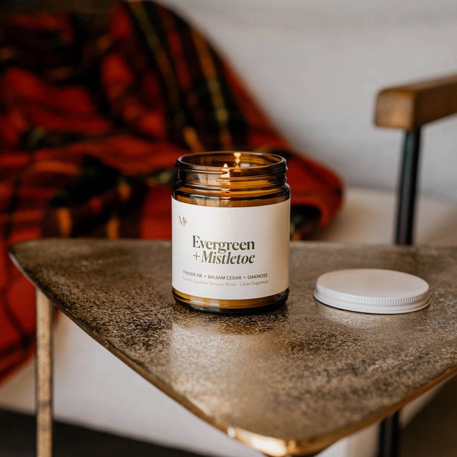 MISIYO EVERGREEN + MISTLETOE CANADIAN BEESWAX CANDLE
