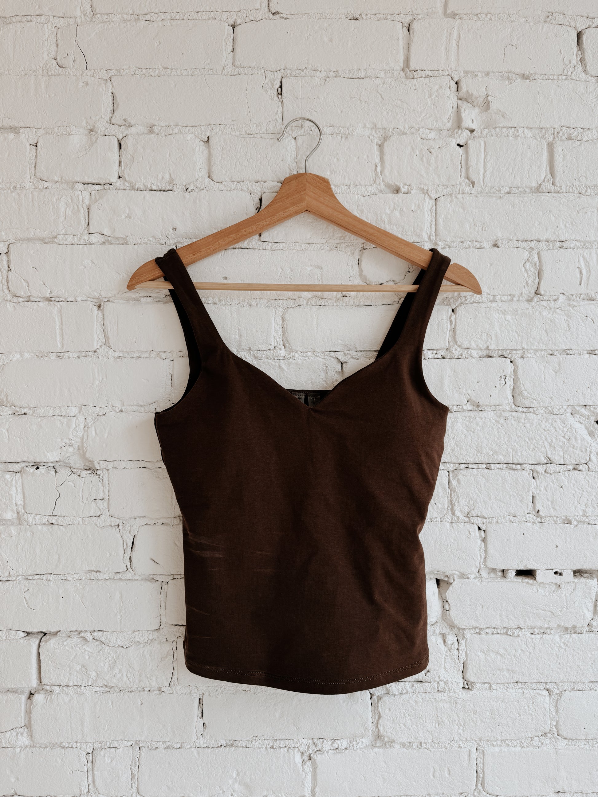 COTTON CORE IMANE SWEETHEART TANK - MOCHA