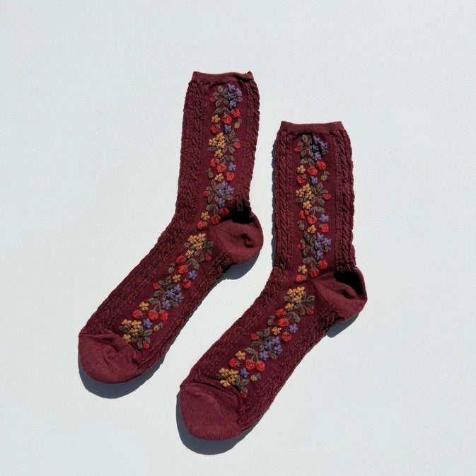 WILD STRAWBERRY SOCKS - BURGANDY