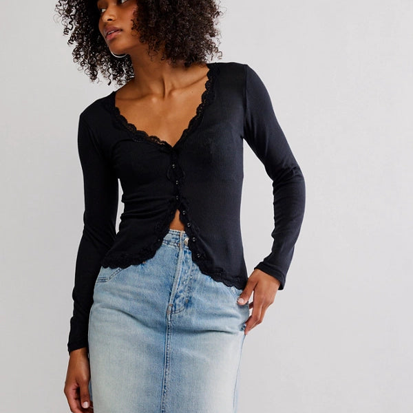FREE PEOPLE BIG LOVE CARDI - BLACK