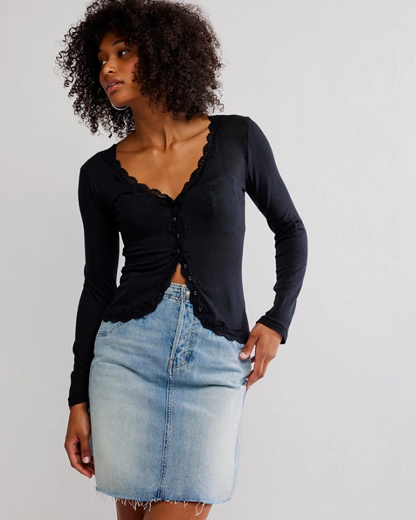 FREE PEOPLE BIG LOVE CARDI - BLACK