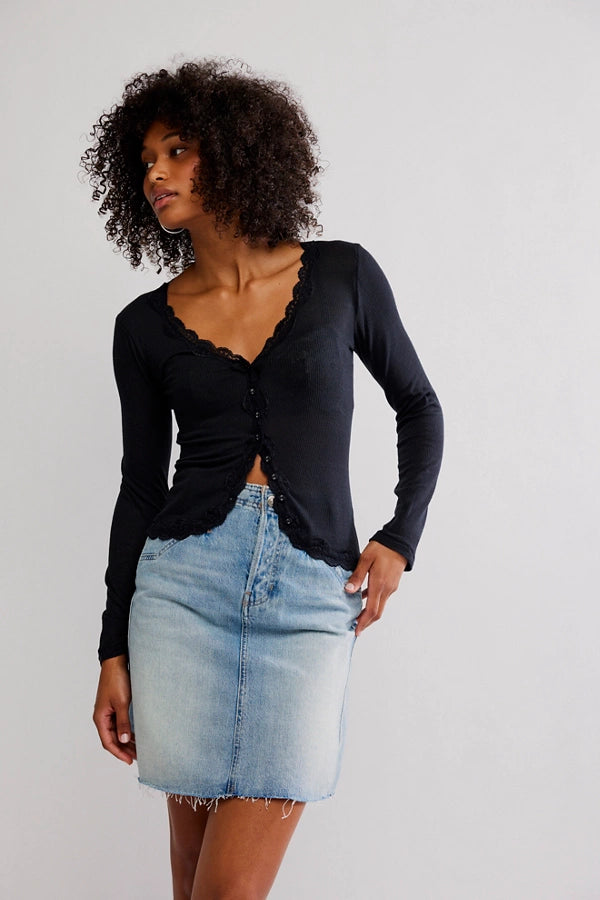 FREE PEOPLE BIG LOVE CARDI - BLACK