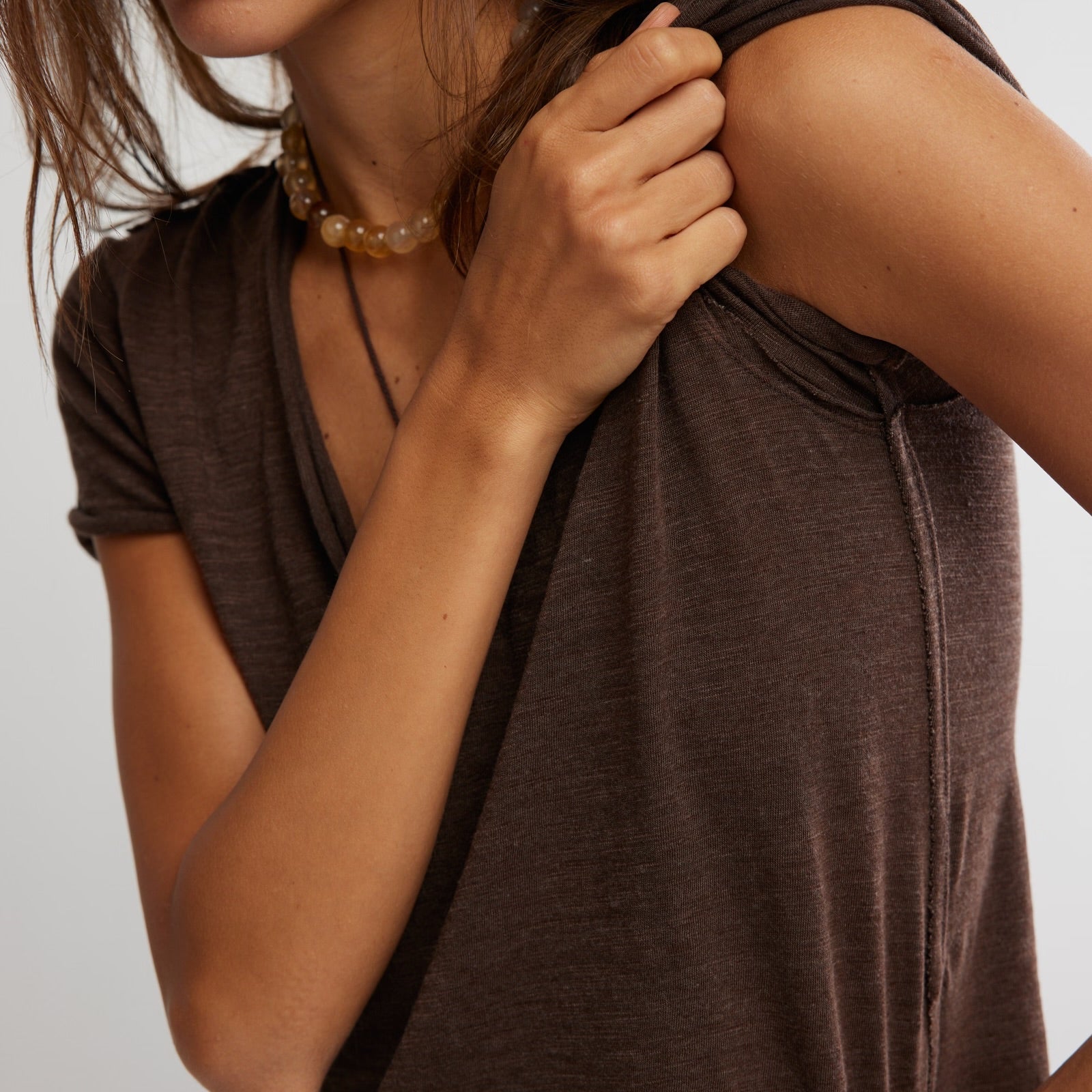 FREE PEOPLE TAKE TWO TEE - DOUBLE ESPRESSO