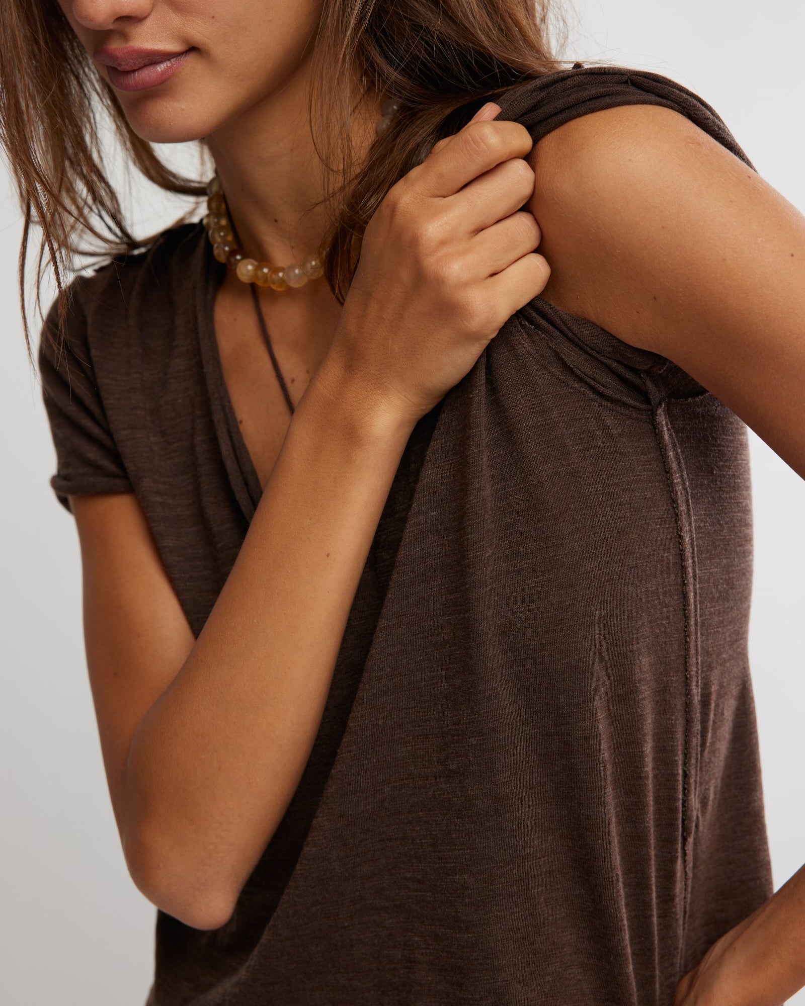 FREE PEOPLE TAKE TWO TEE - DOUBLE ESPRESSO