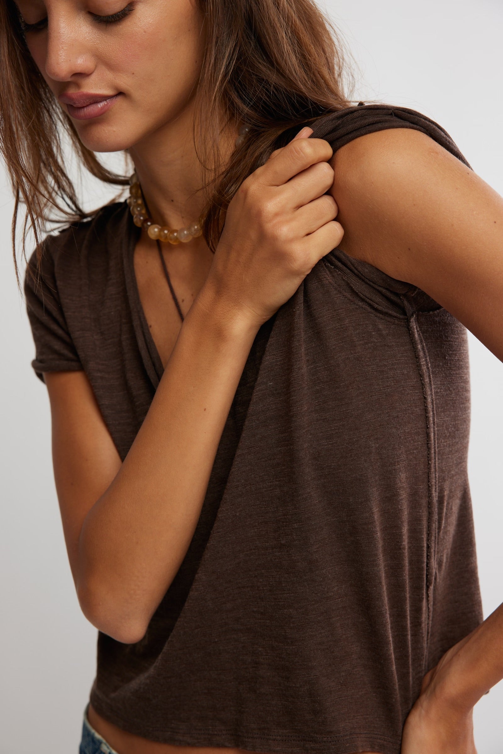 FREE PEOPLE TAKE TWO TEE - DOUBLE ESPRESSO