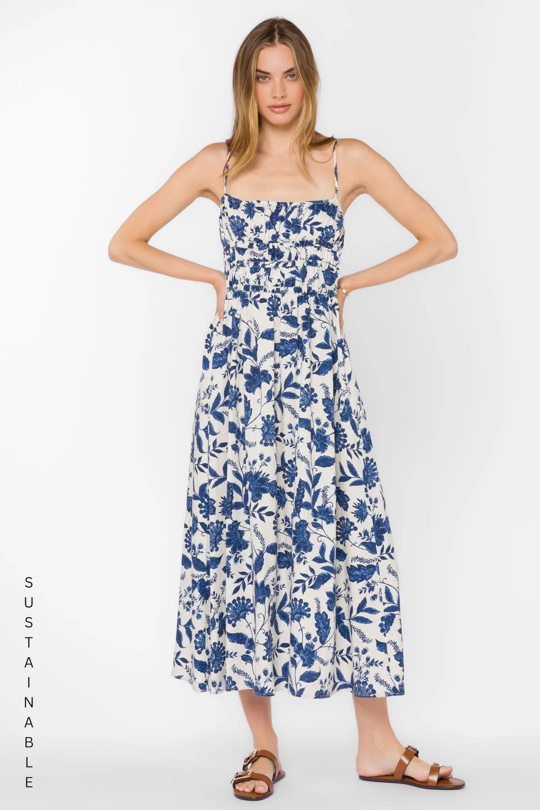 VELVET HEART TANELLA MIDI DRESS - BLUE FLORAL