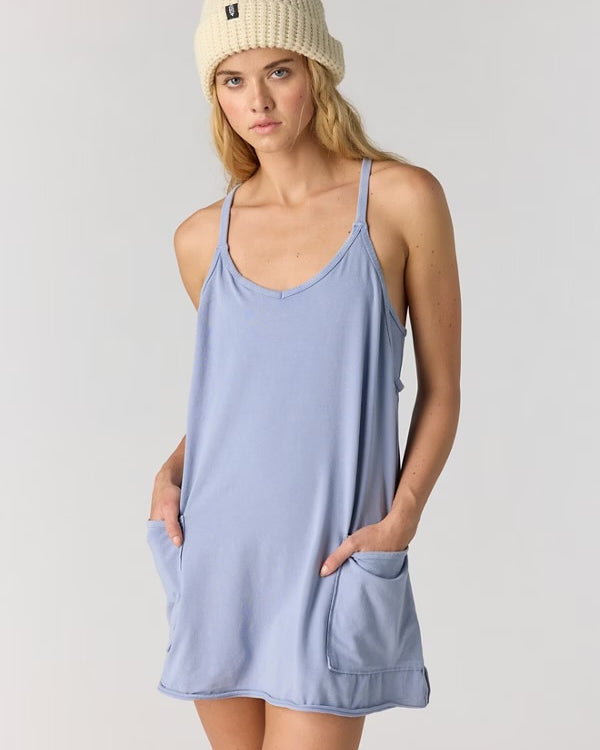 FREE PEOPLE HOT SHOT MINI DRESS - BLUE ASH