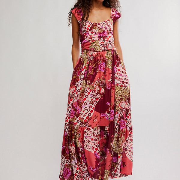 FREE PEOPLE SASHA PRINTED MAXI DRESS - STRAWBERRY COMBO