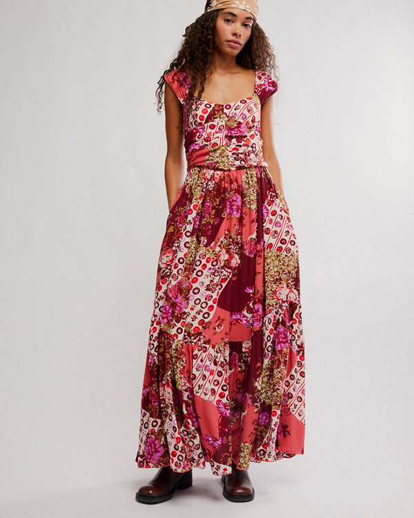 FREE PEOPLE SASHA PRINTED MAXI DRESS - STRAWBERRY COMBO