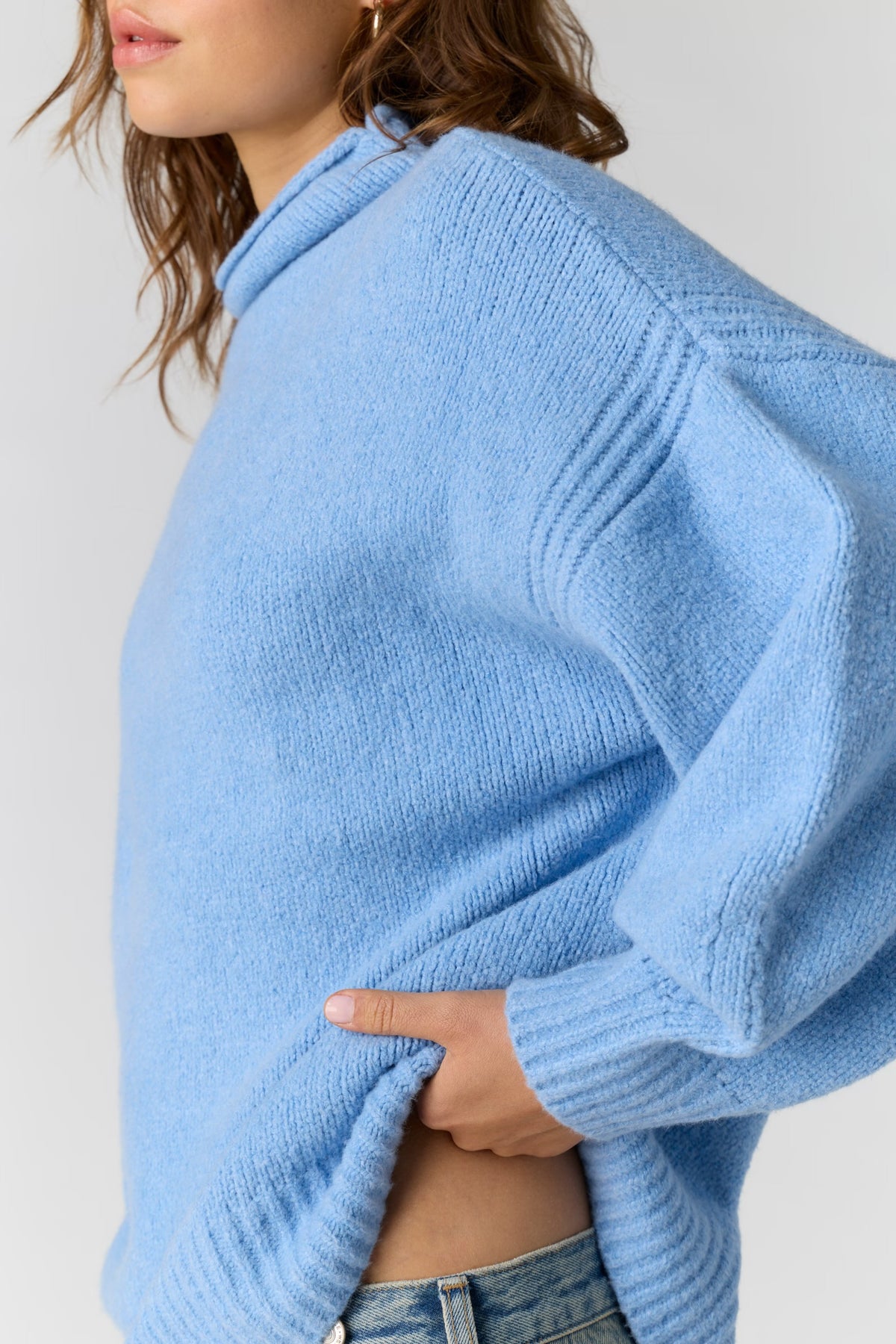 FREE PEOPLE BEAUMONT TUNIC - POWDER BLUE MELANGE