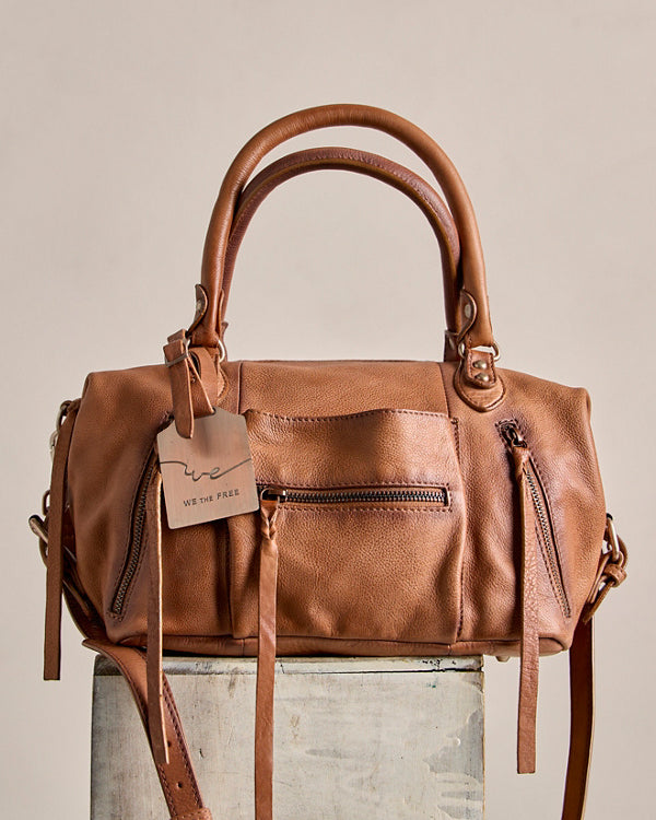 FREE PEOPLE BABY EMERSON LEATHER TOTE - SADDLE