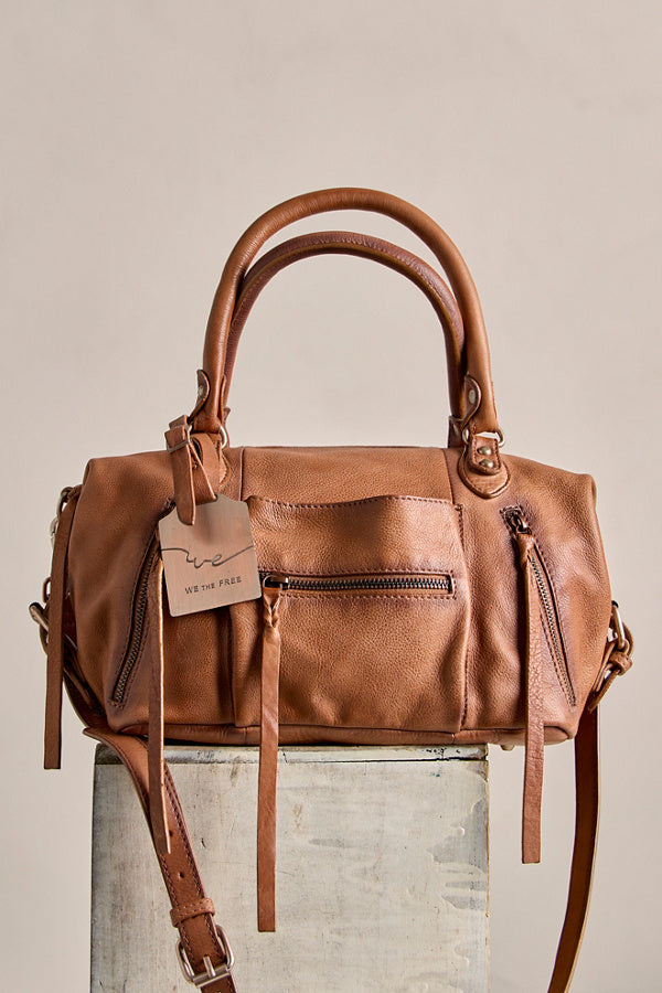 FREE PEOPLE BABY EMERSON LEATHER TOTE - SADDLE