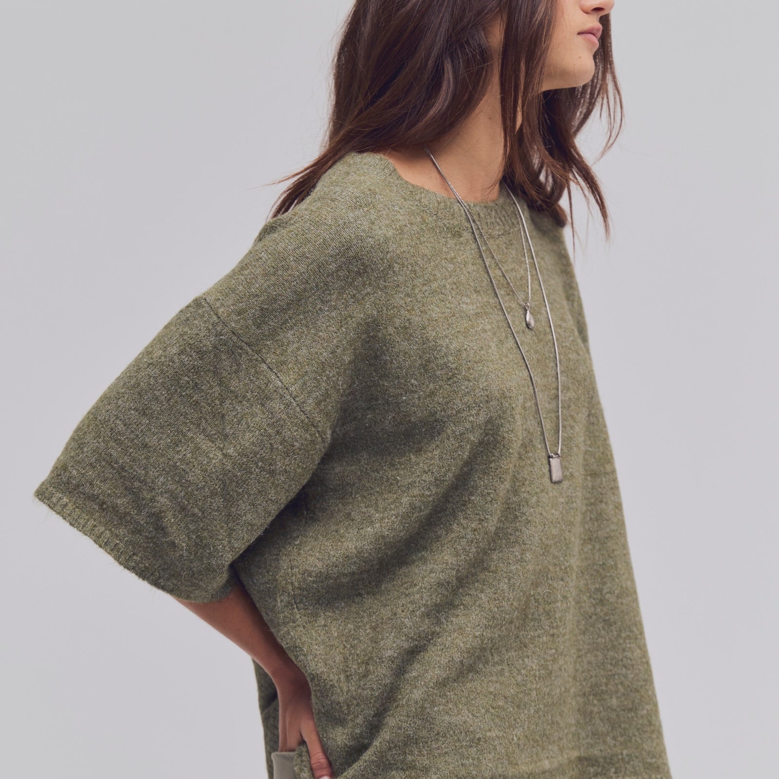 FREE PEOPLE MARGOT SWEATER TEE - KALAMATA MELANGE