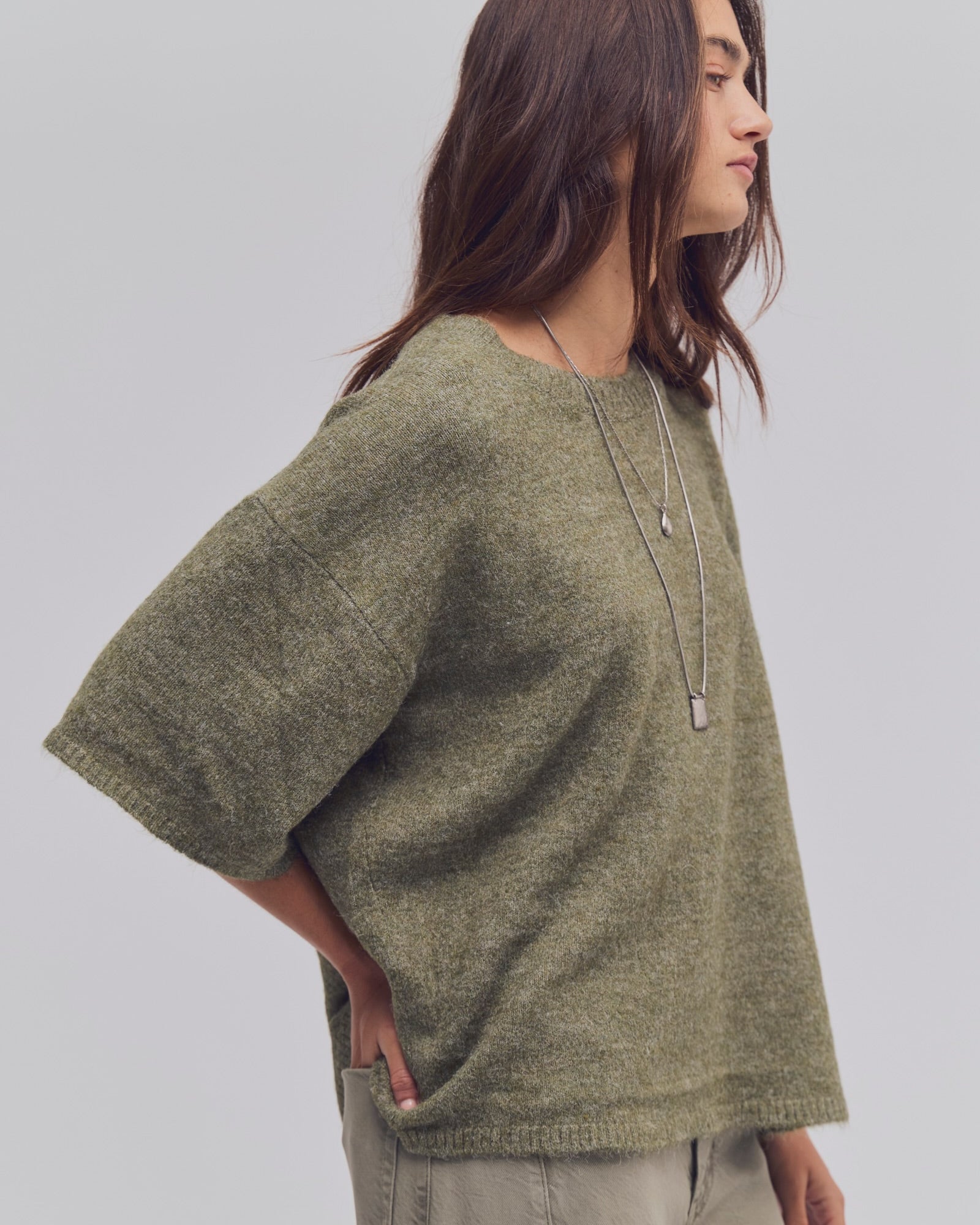 FREE PEOPLE MARGOT SWEATER TEE - KALAMATA MELANGE