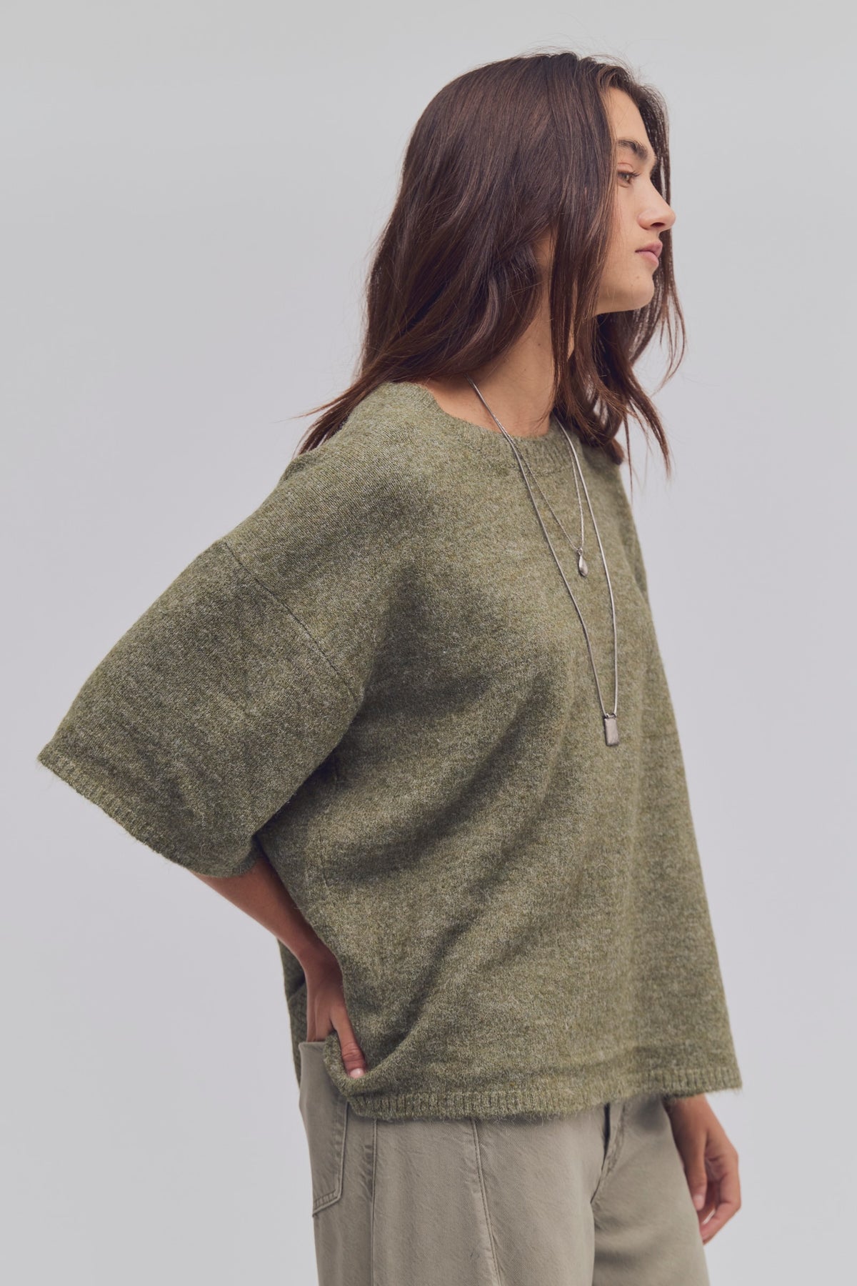 FREE PEOPLE MARGOT SWEATER TEE - KALAMATA MELANGE