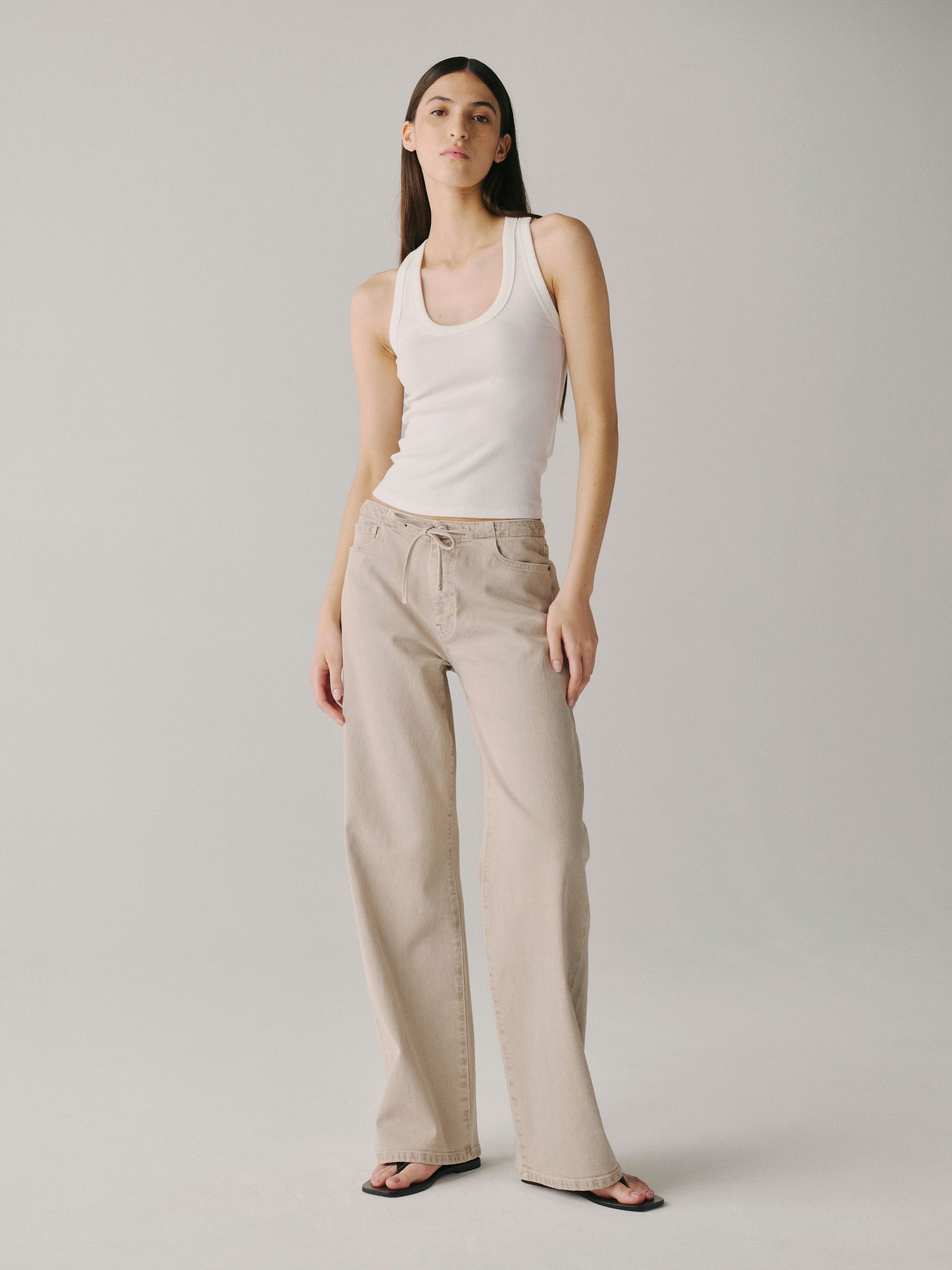 WARP + WEFT THE BIG EASY WIDE LEG JEANS - SAND DOLLAR